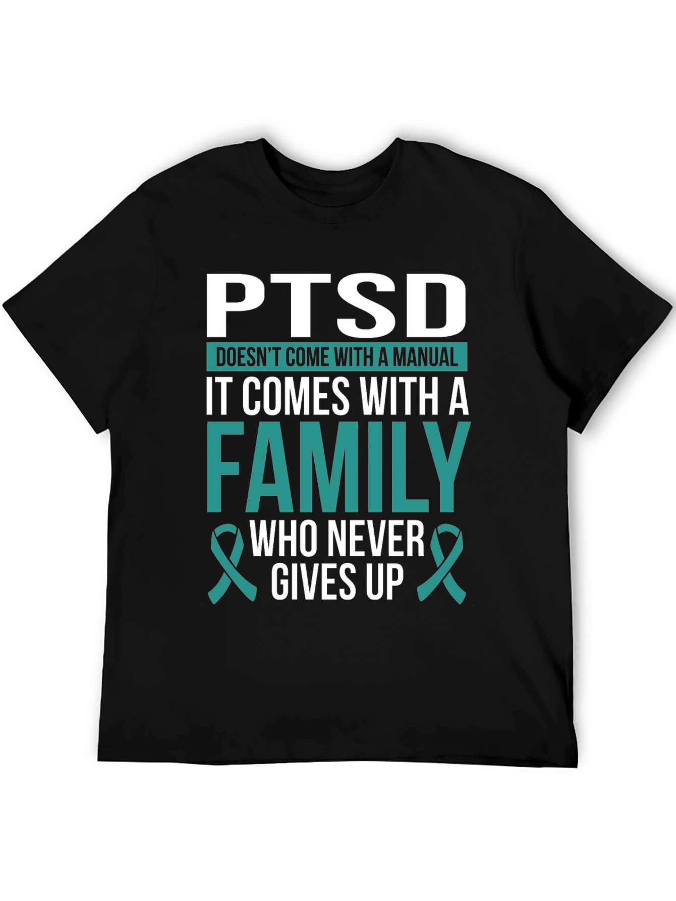 Black PTSD Awareness T-Shirt - Family Support view 5