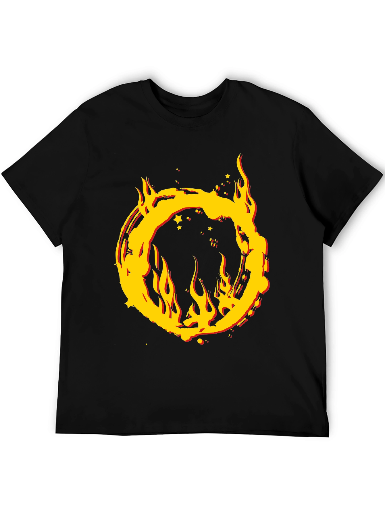 Black Fiery Ring Graphic T-Shirt - Bold Statement Tee view 5