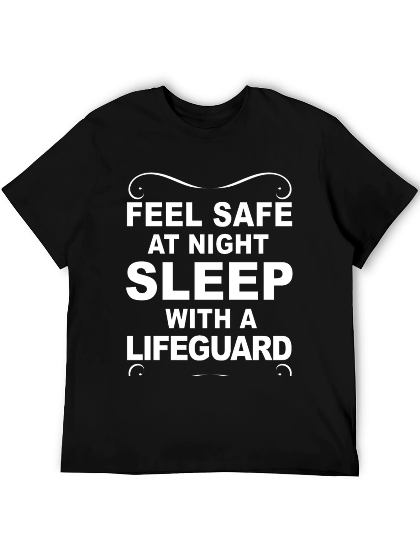 Black Feel Safe Sleep With a Lifeguard Black Tee view 5