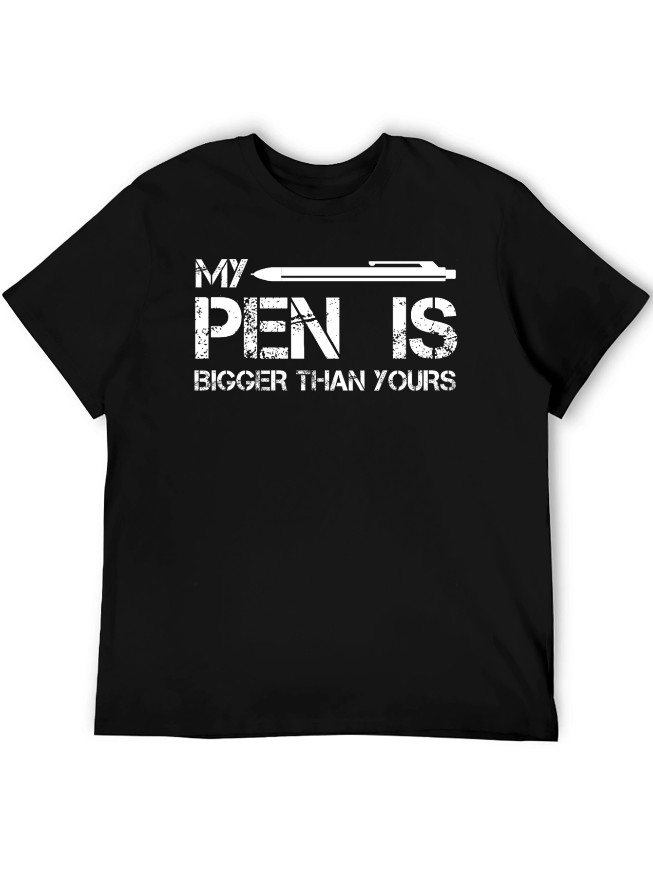 Black Funny My Pen Is Bigger Than Yours Graphic Tee view 5