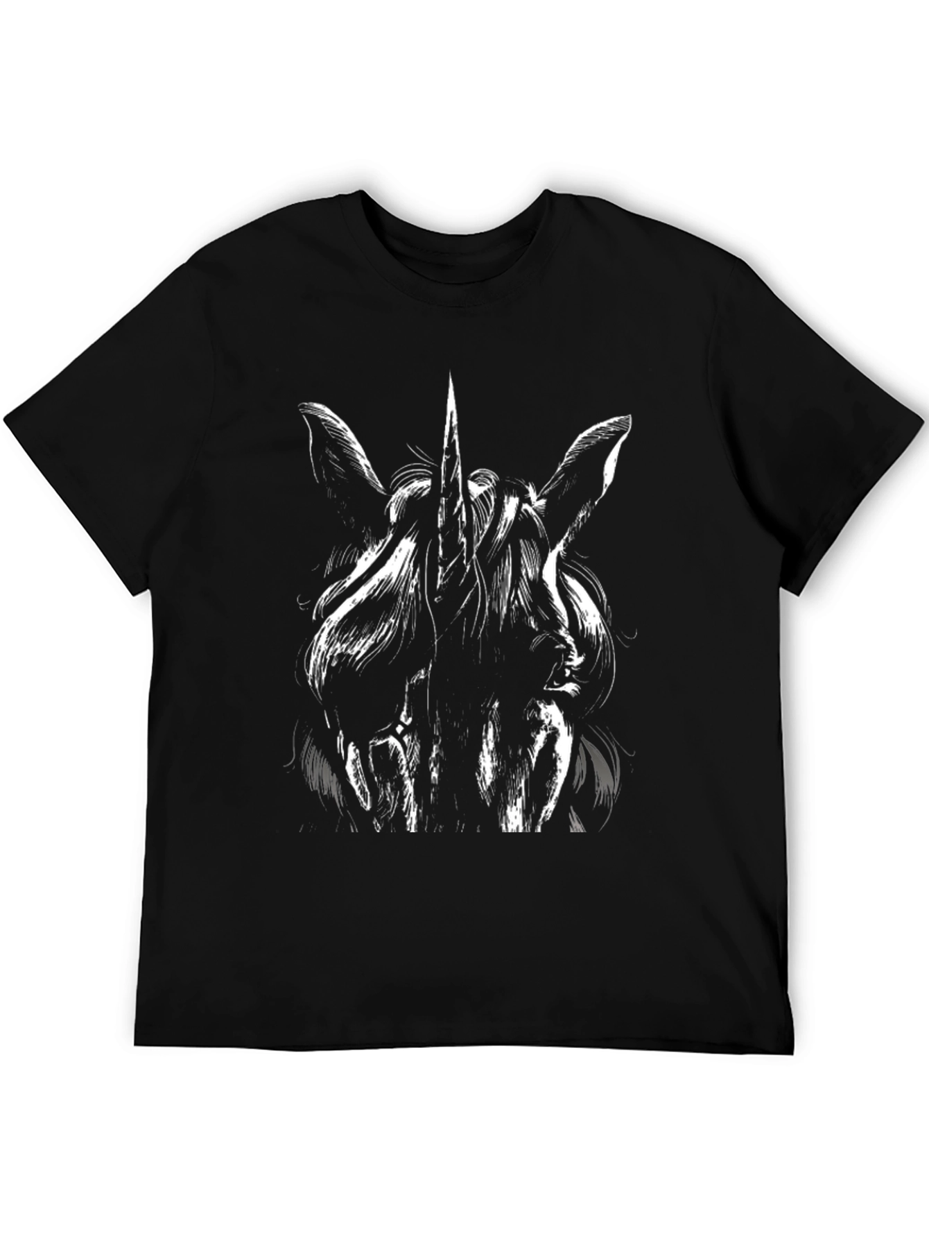 Black Unicorn Graphic Print T-Shirt - Black view 5