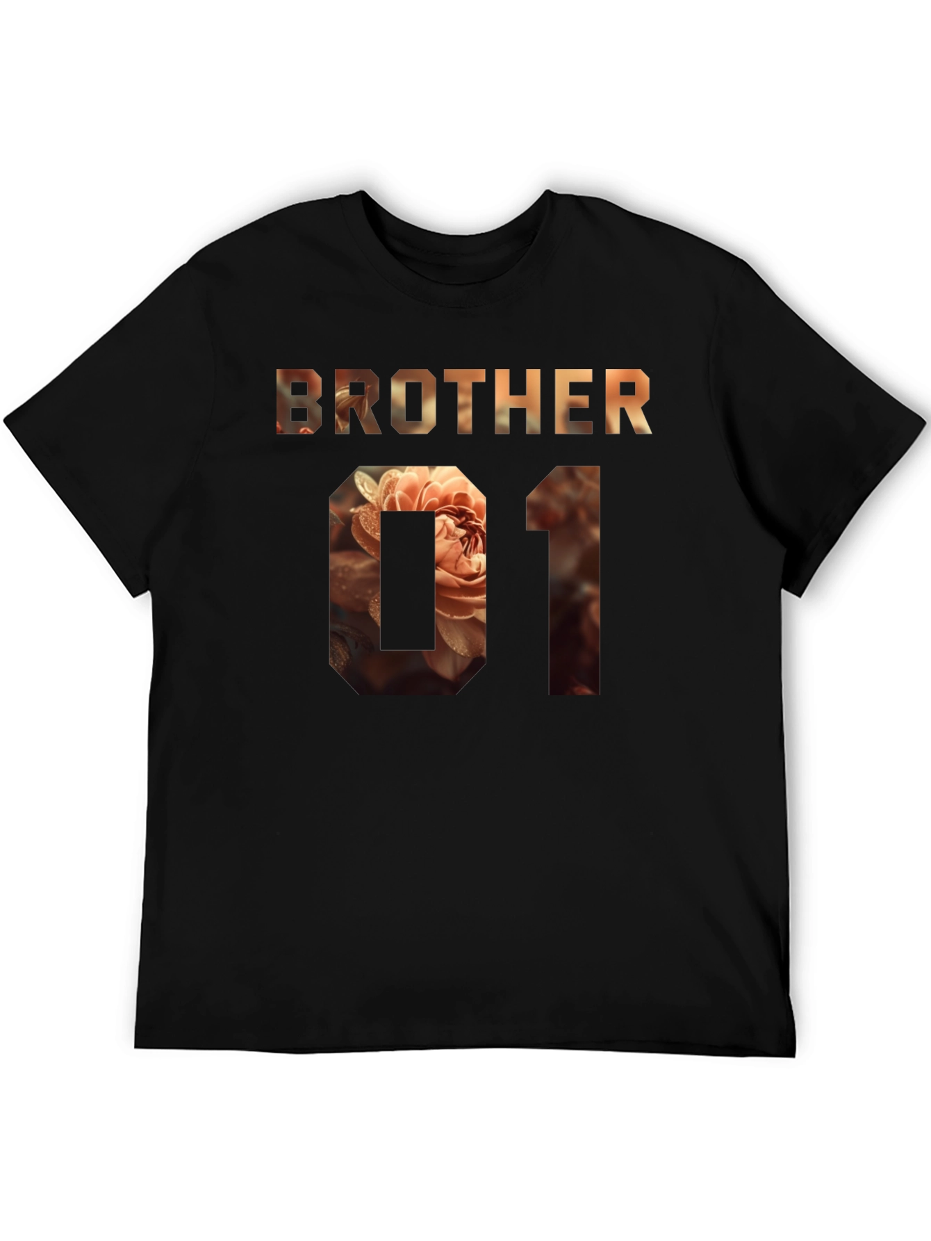 Black Brother 01 Floral Print Tee - Black Cotton view 5