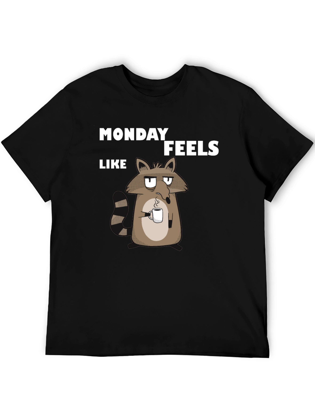 Black Monday Feels Raccoon T-Shirt - Funny Graphic Tee view 5