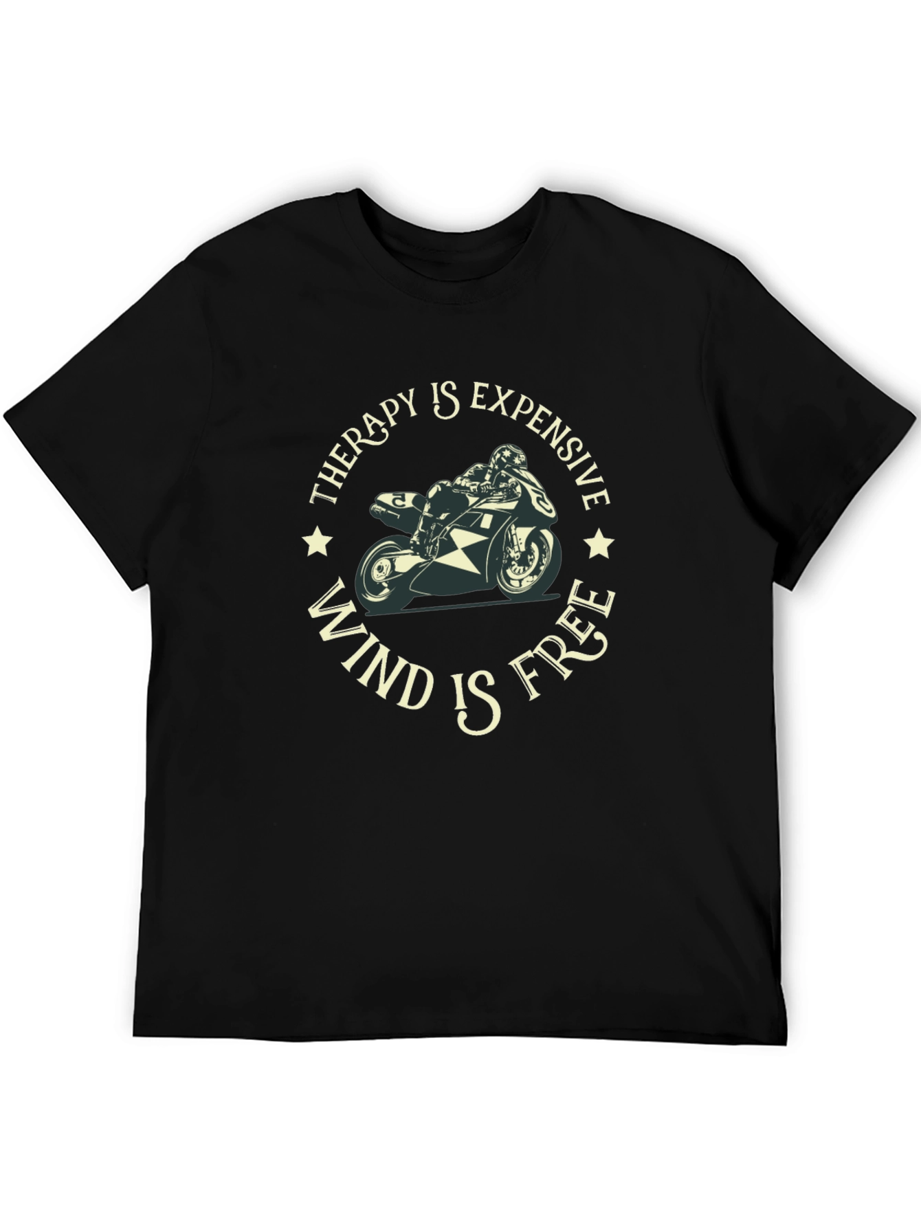 Black Therapy Expensive Wind Free Graphic Tee - Motorcycle Shirt view 5