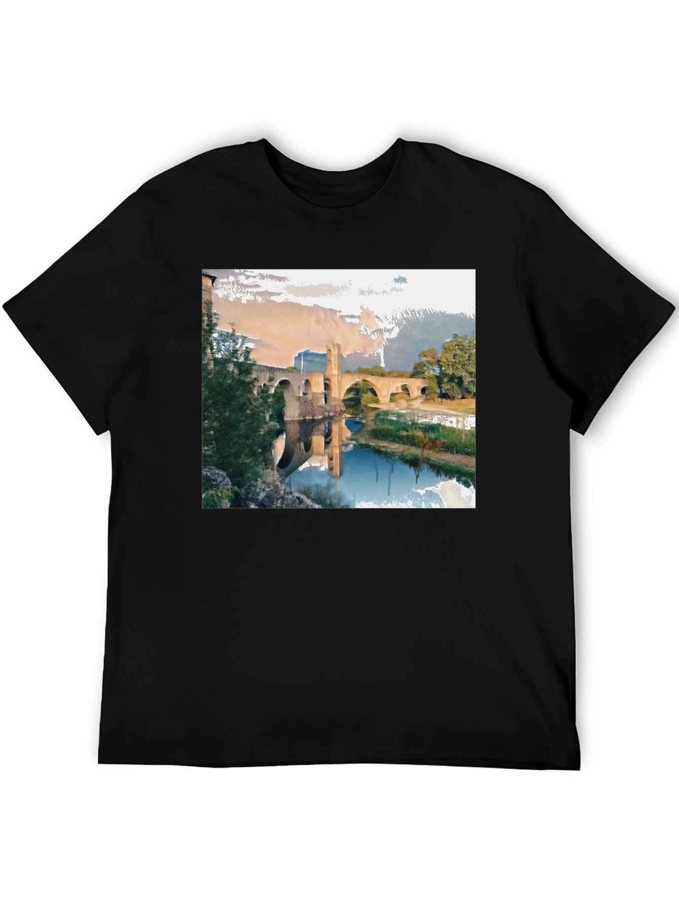 Black River Bridge Graphic Tee - Black Cotton Blend view 5