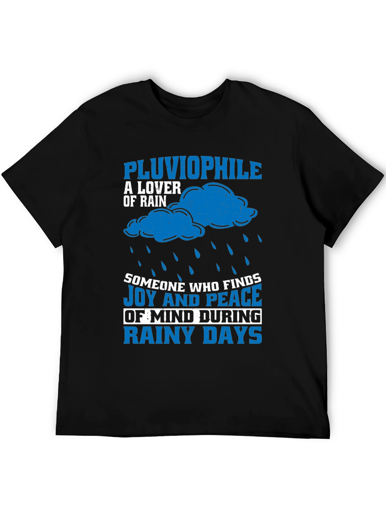 Black Pluviophile Rain Lover Graphic T-Shirt view 5