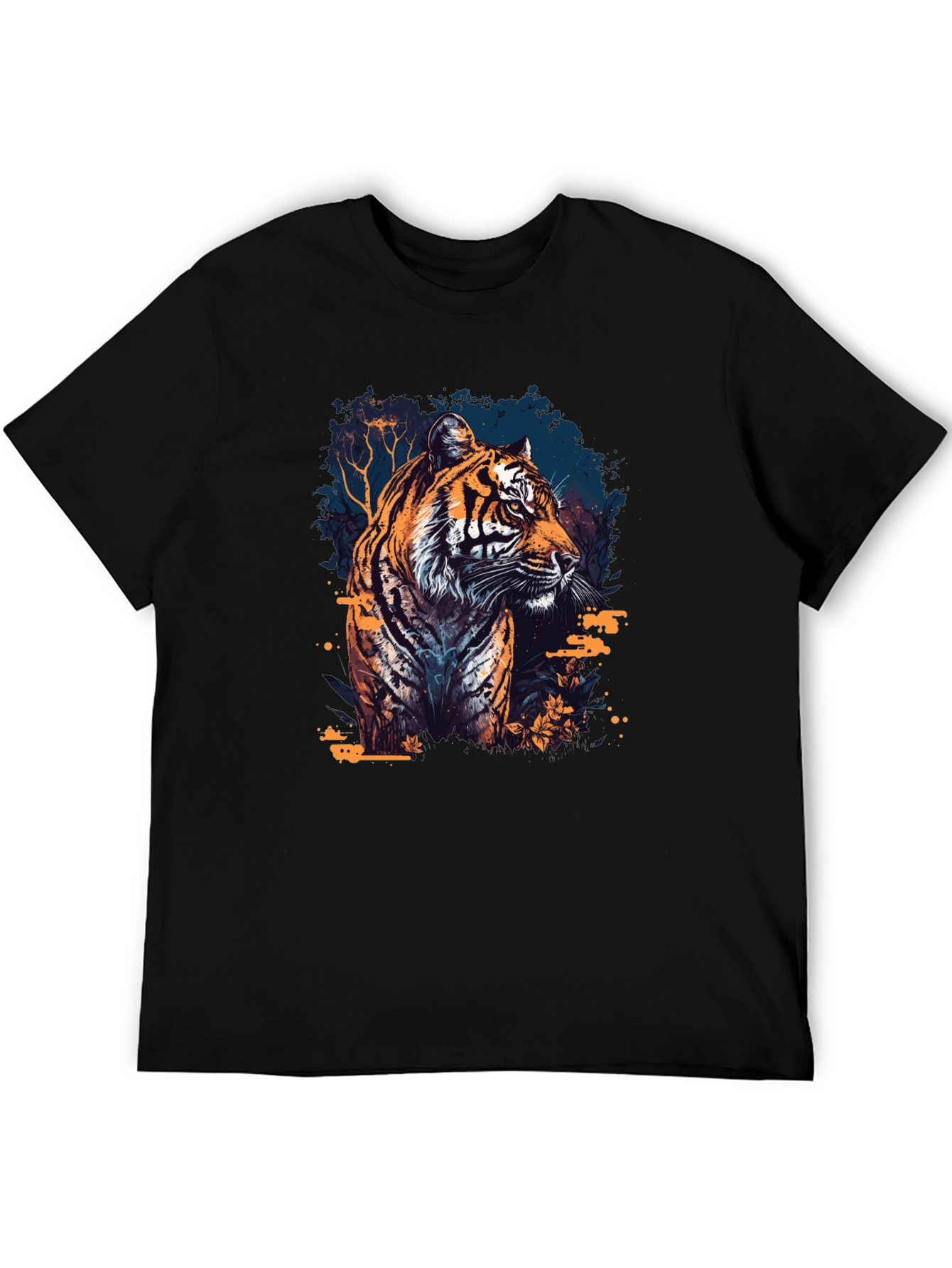 Black Tiger Graphic Print Black T-Shirt view 5