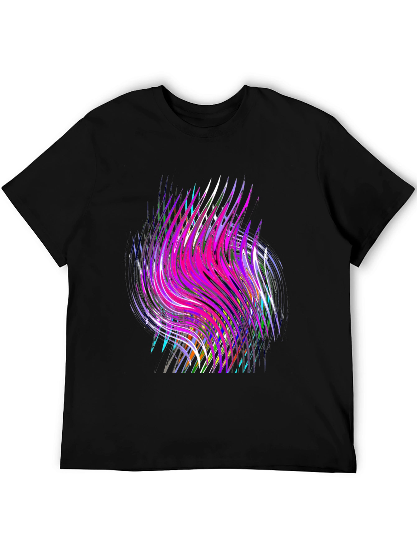 Black Abstract Swirl Graphic Black T-Shirt view 5
