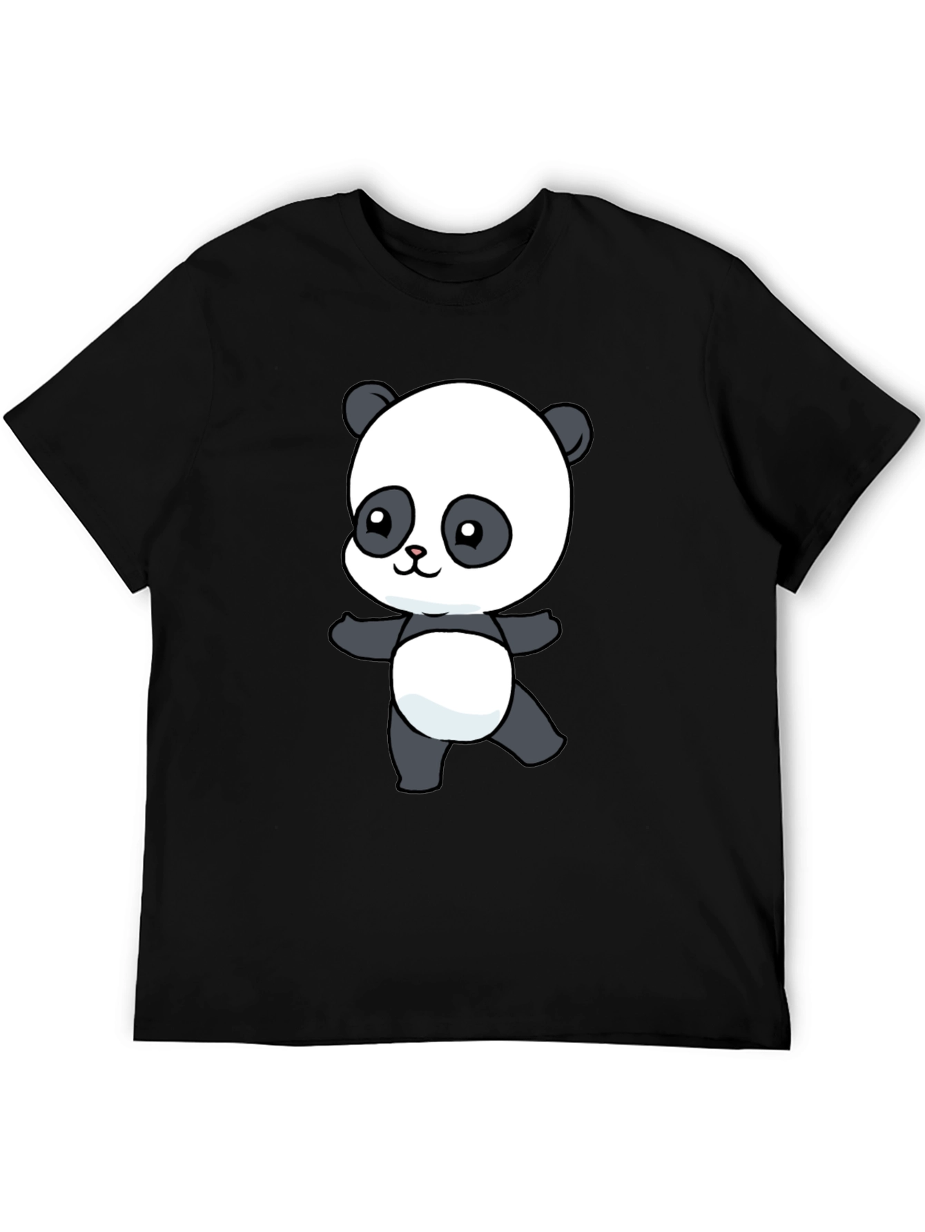 Black Cute Panda Bear Graphic T-Shirt view 5