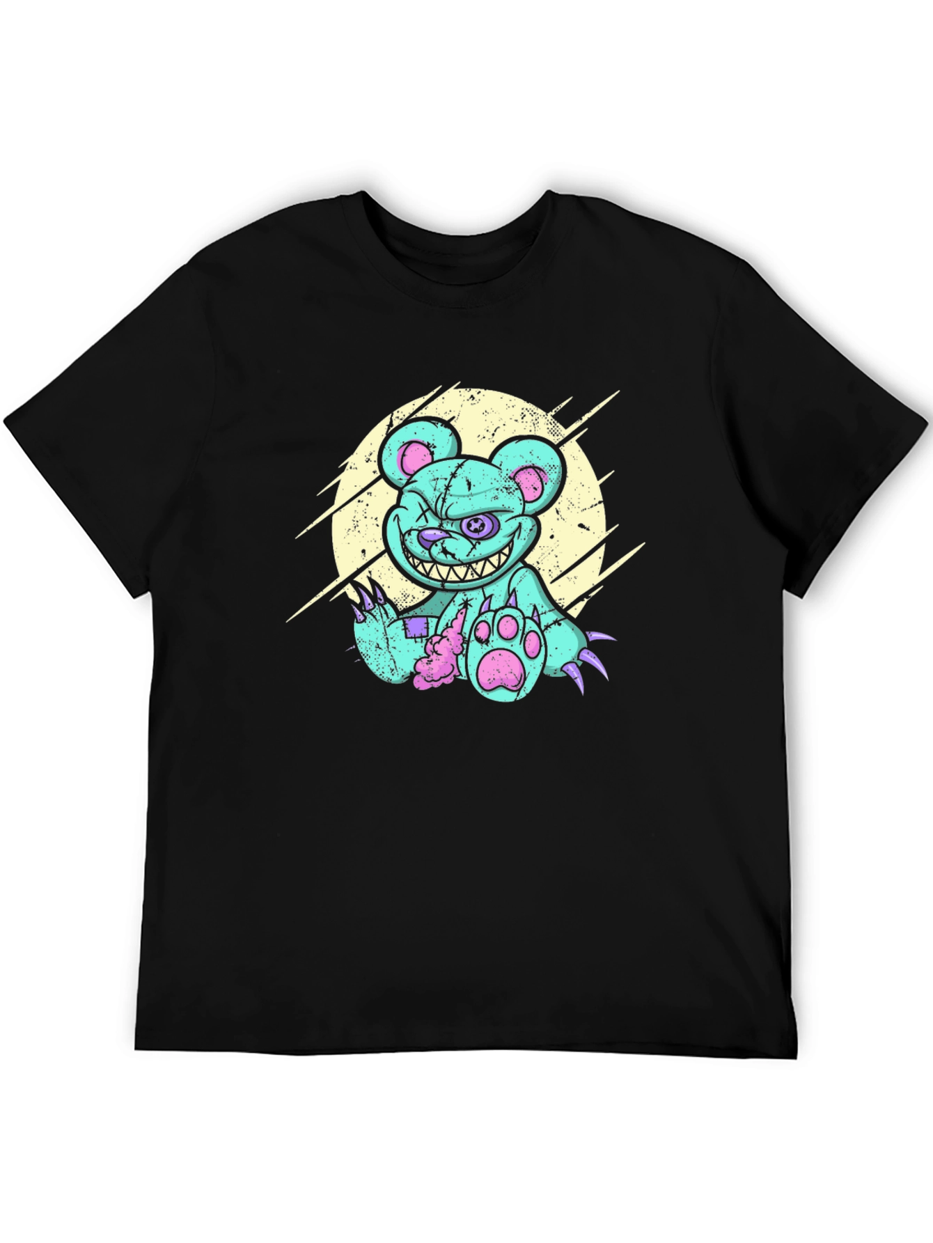 Black Scary Bear Graphic T-Shirt view 5