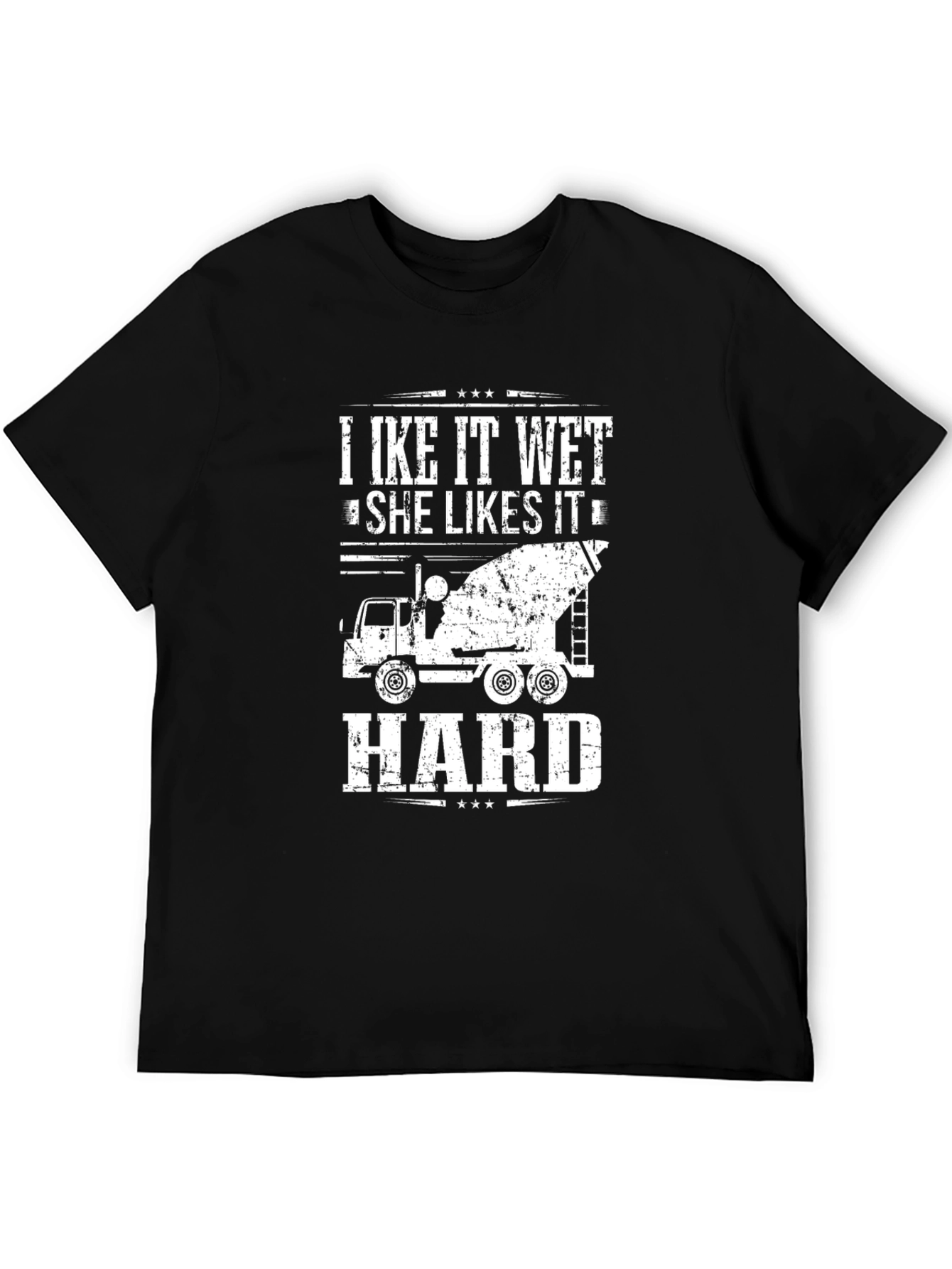 Black I Like It Wet Concrete Truck Black T-Shirt view 5