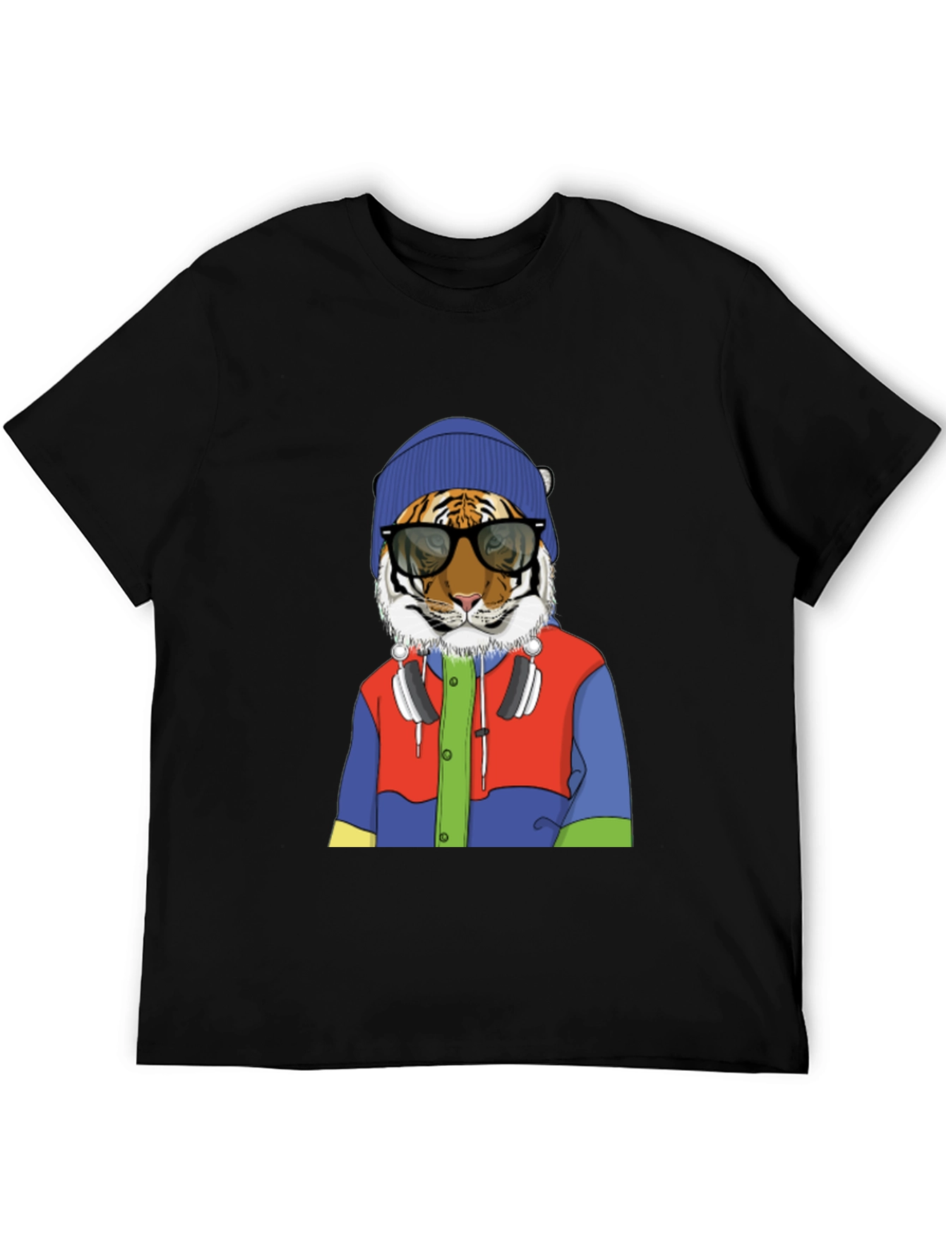 Black Hipster Tiger Graphic Tee view 5