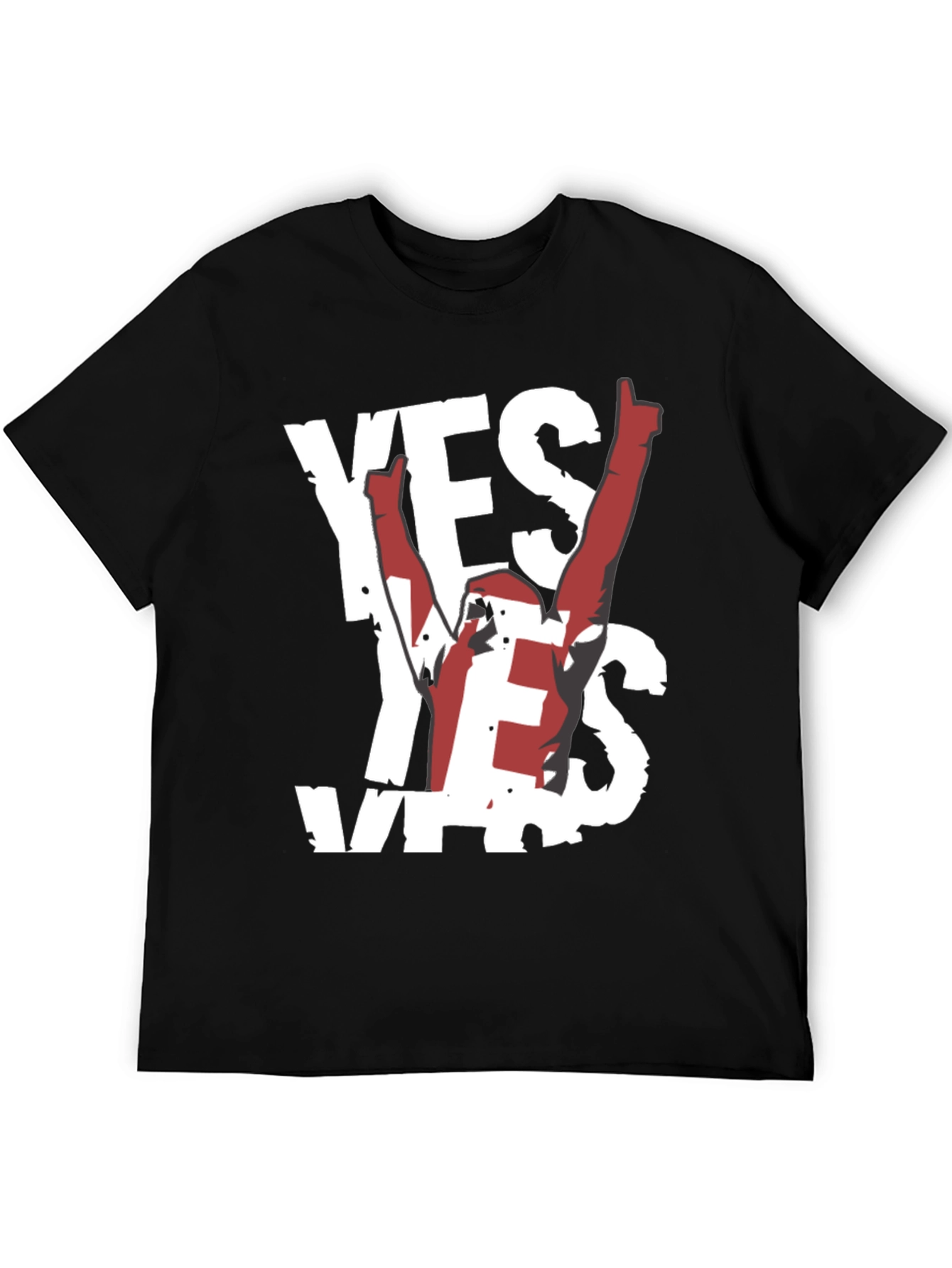 Black Yes! Graphic Tee - Soft Black Cotton Shirt view 5