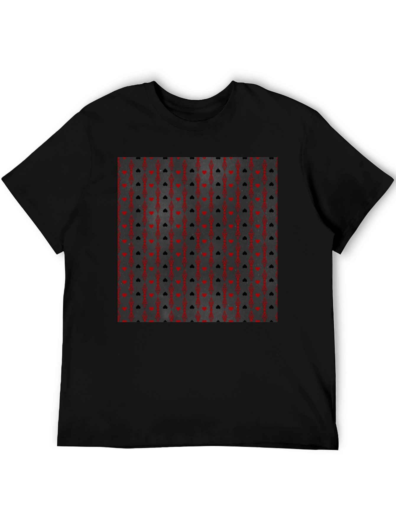 Black Playing Card Suit Pattern T-Shirt - Black view 5