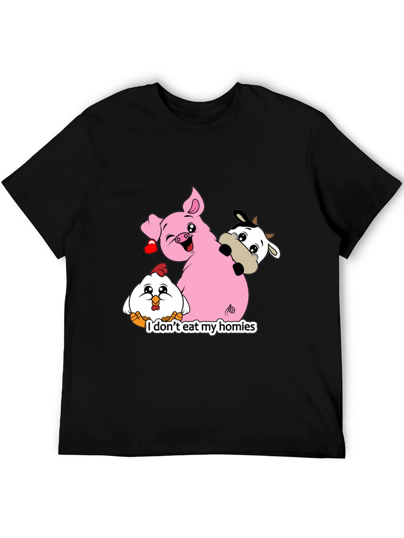 Black Vegan Animal Homies T-Shirt view 5