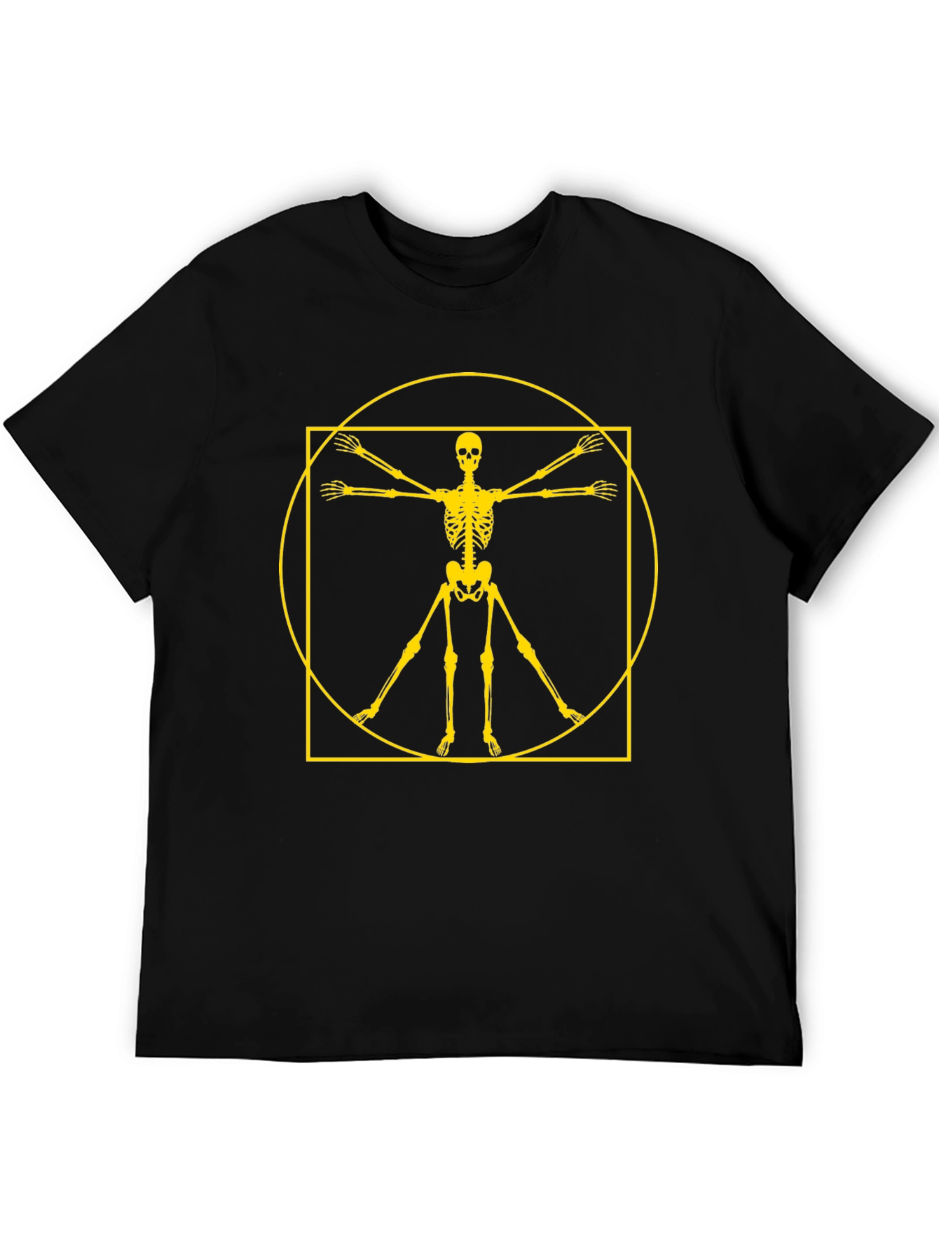 Black Vitruvian Skeleton Graphic Tee - Black view 5