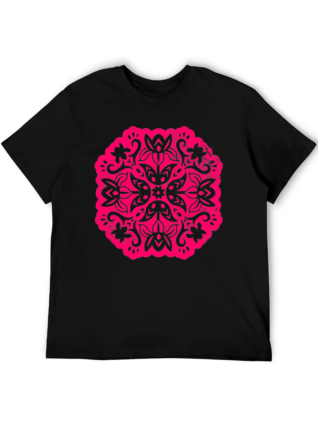 Black Black T-Shirt with Floral Mandala Graphic view 5