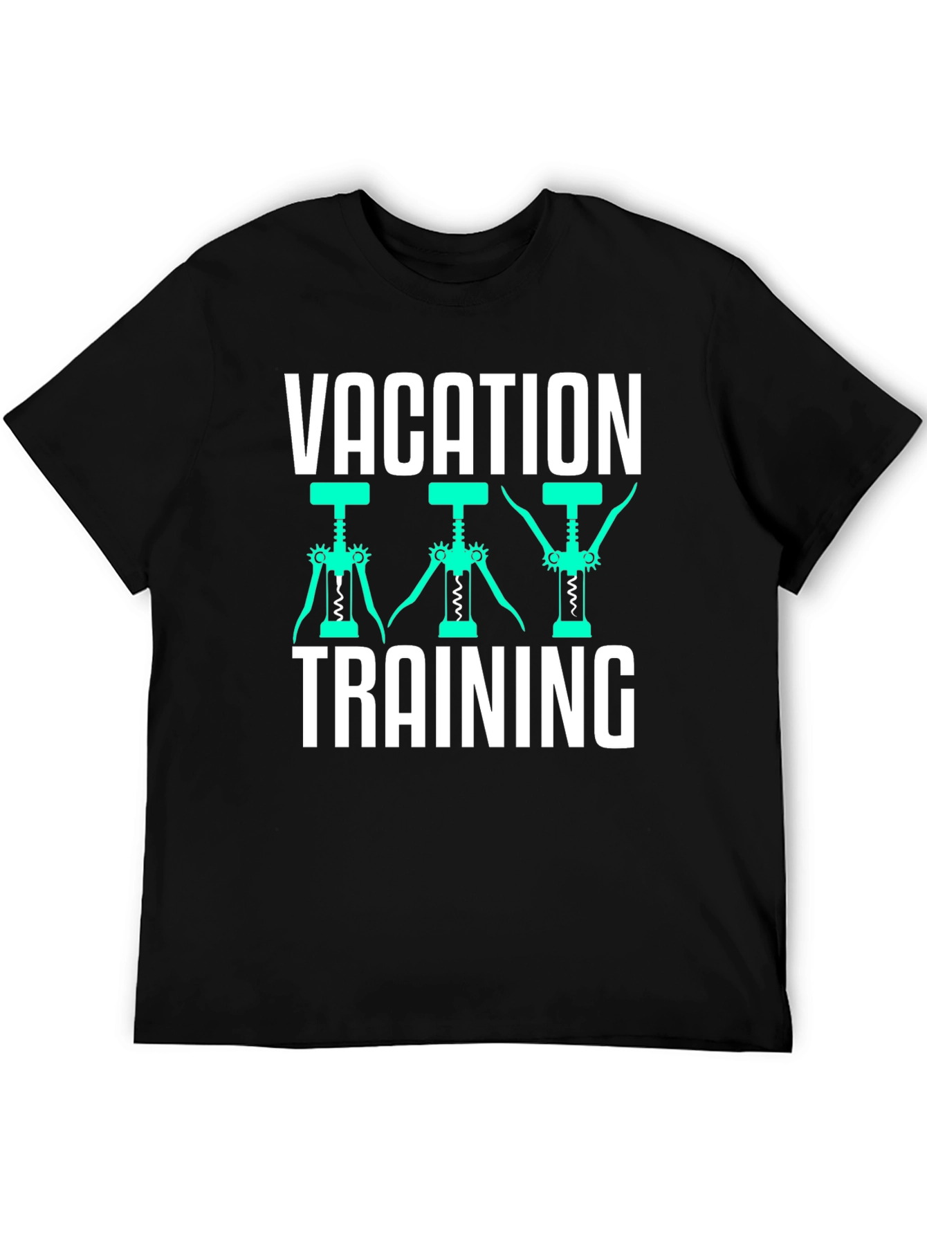 Black Vacation Training Wine Opener T-Shirt view 5