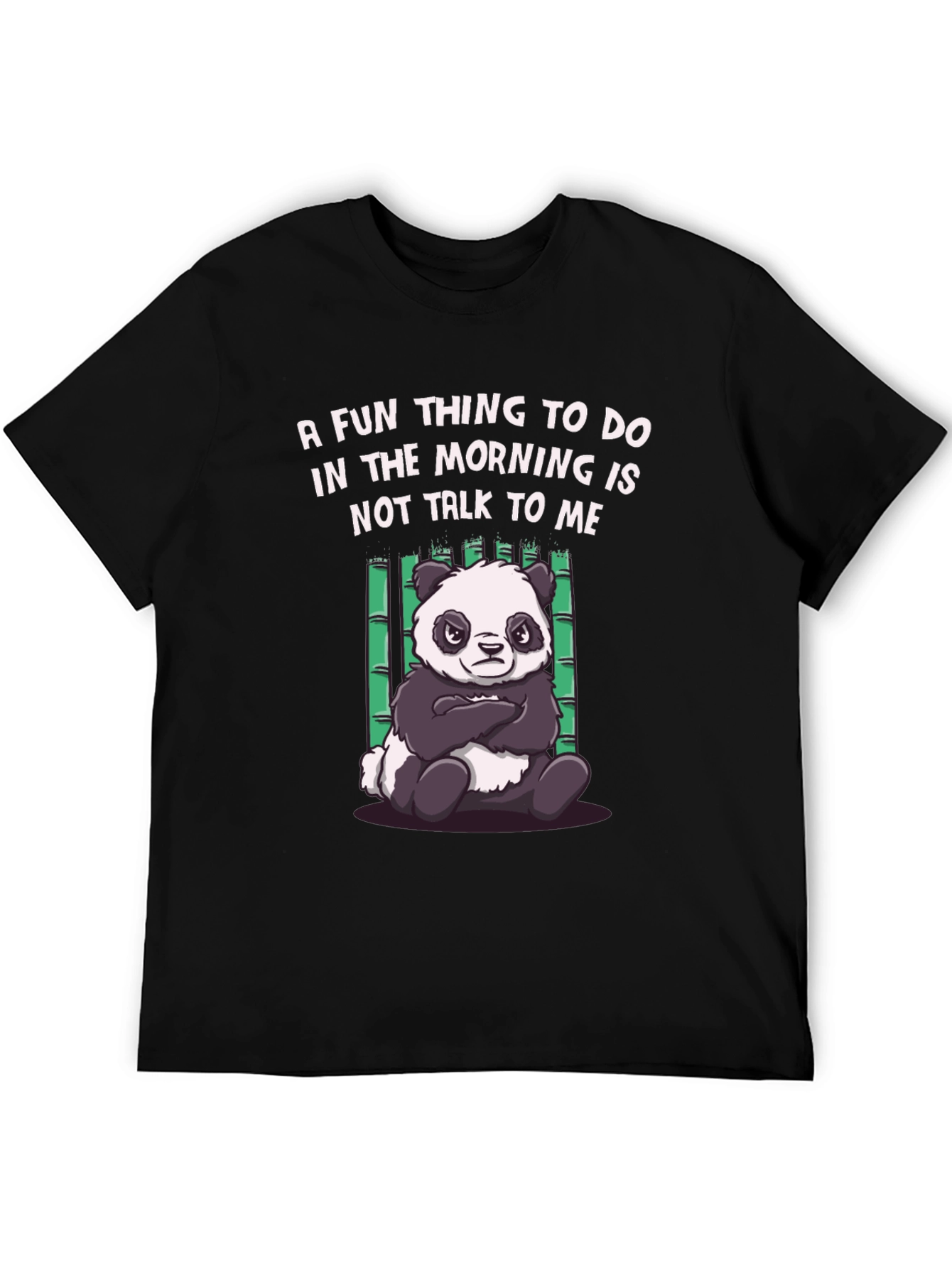 Black Funny Panda Morning Humor T-Shirt view 5