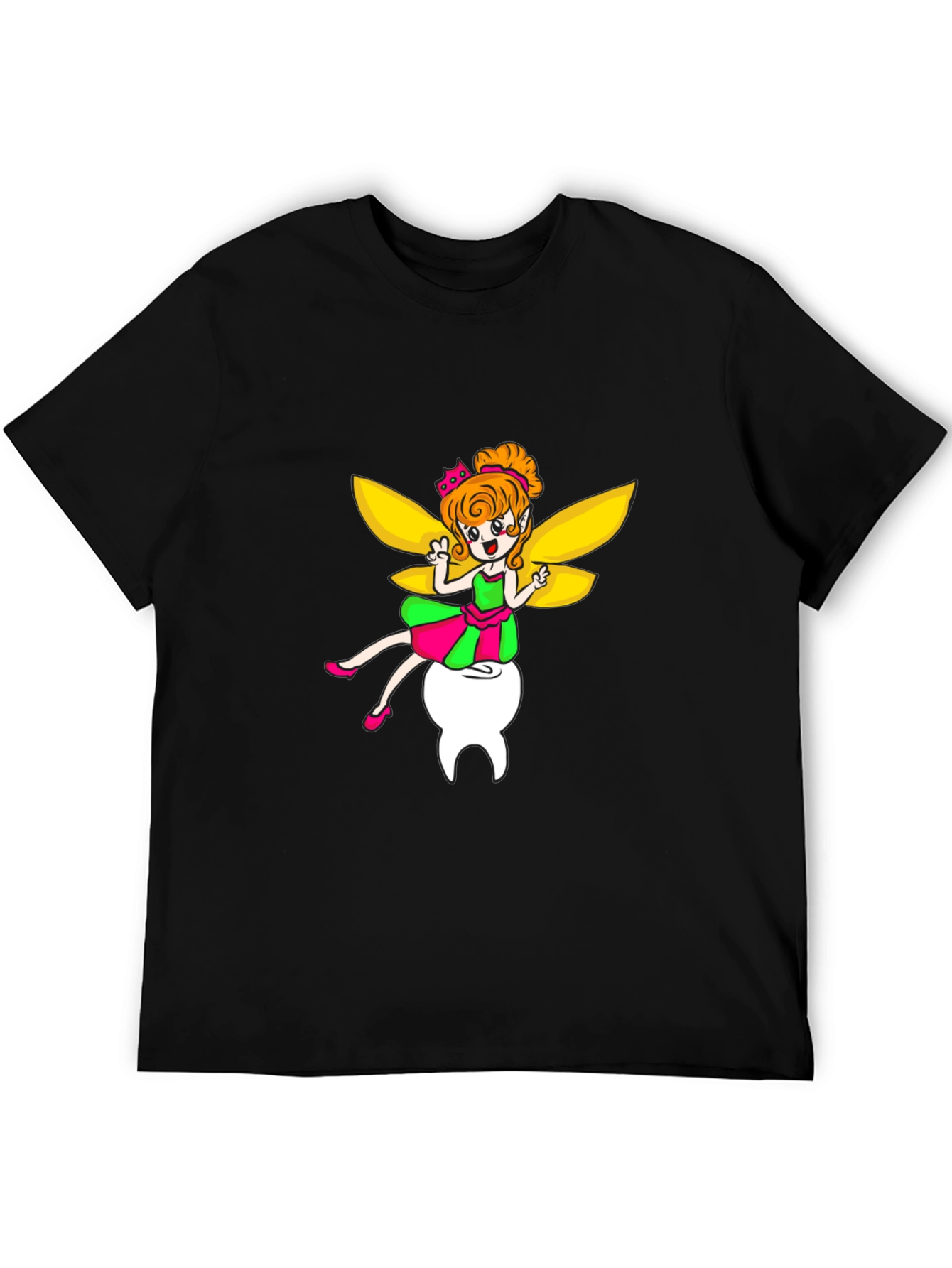 Black Tooth Fairy Graphic Tee - Unisex Black T-Shirt view 5
