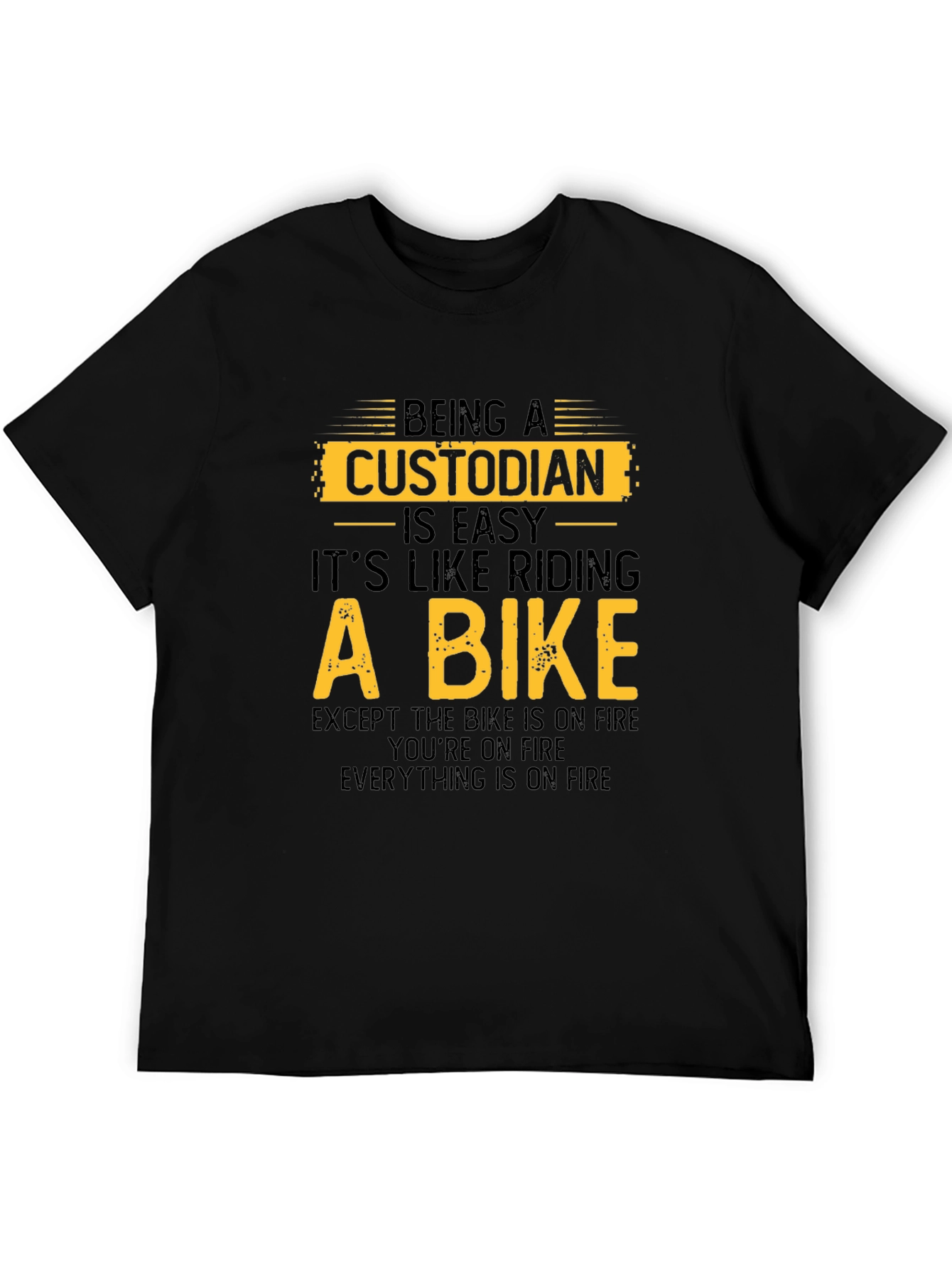 Black Custodian 'Bike on Fire' Black T-Shirt view 5