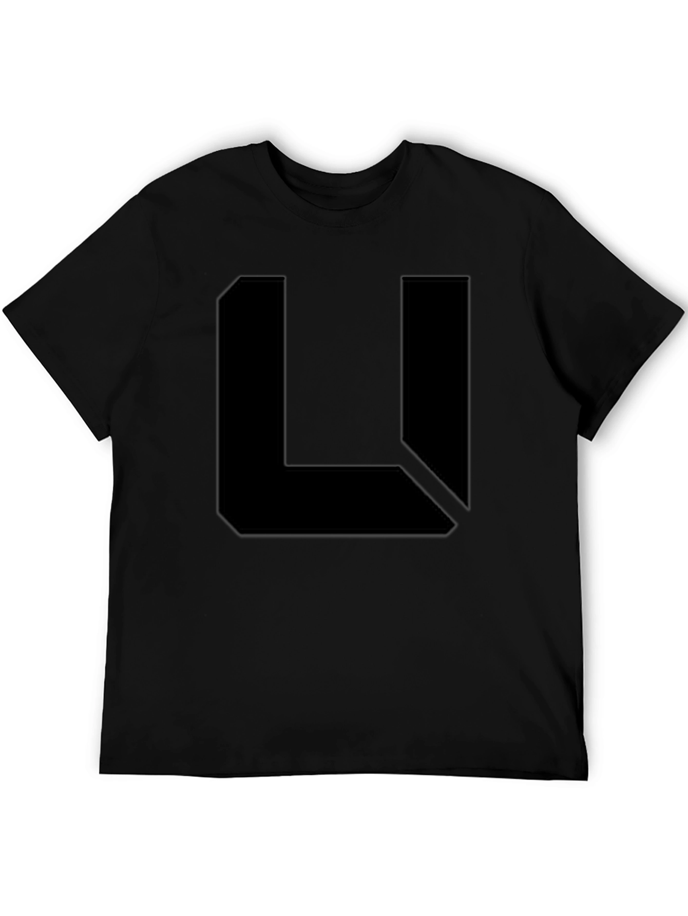 Black Abstract L Graphic Black T-Shirt view 5