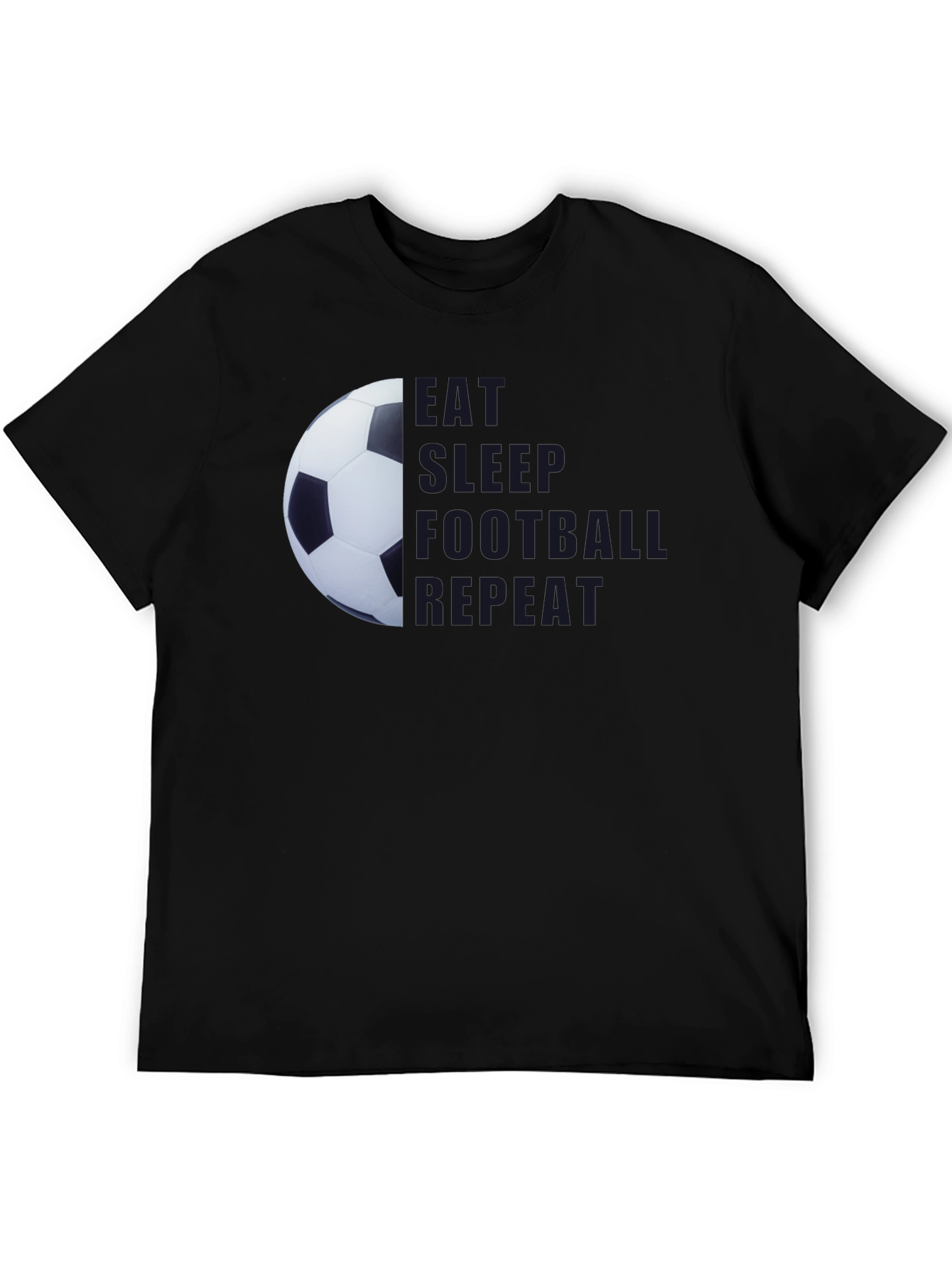 Black Eat Sleep Football Repeat Black T-Shirt view 5