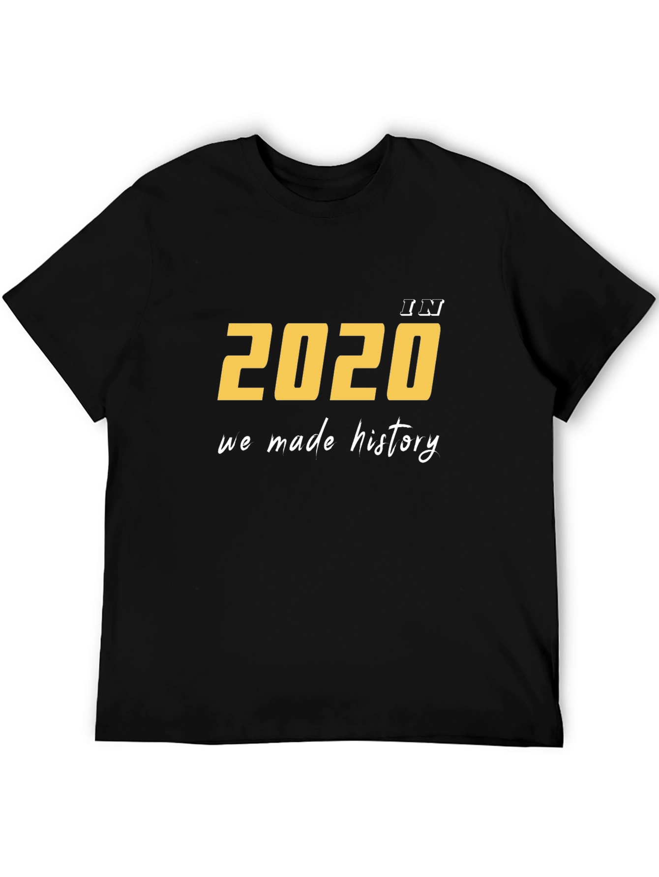 Black 2020 History Tee - Unisex Black Cotton T-Shirt view 5