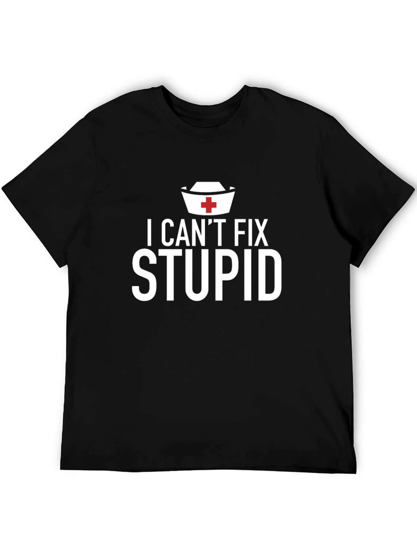 Black I Can't Fix Stupid Graphic T-Shirt view 5
