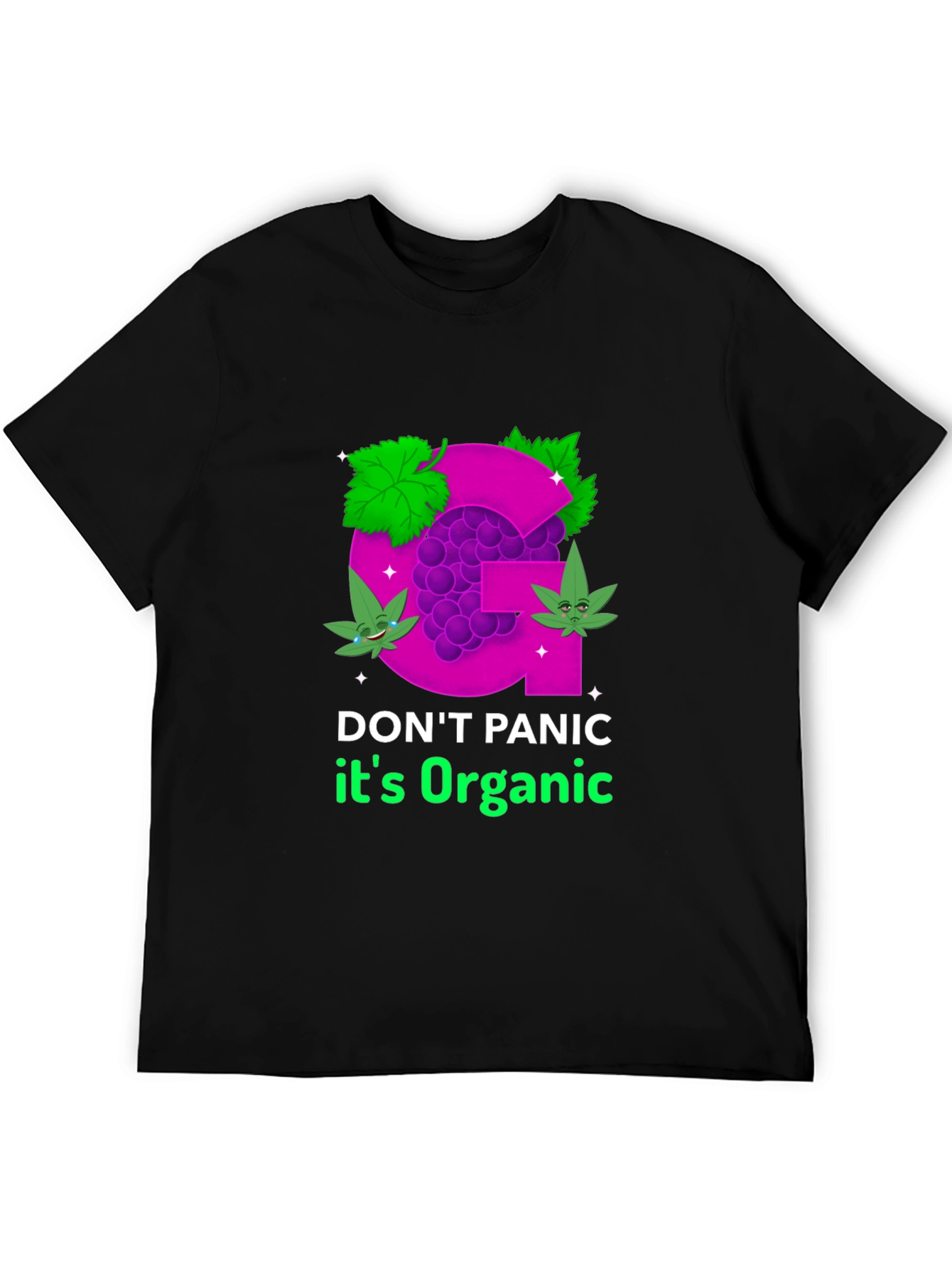 Black Organic Grape T-Shirt - Don't Panic view 5