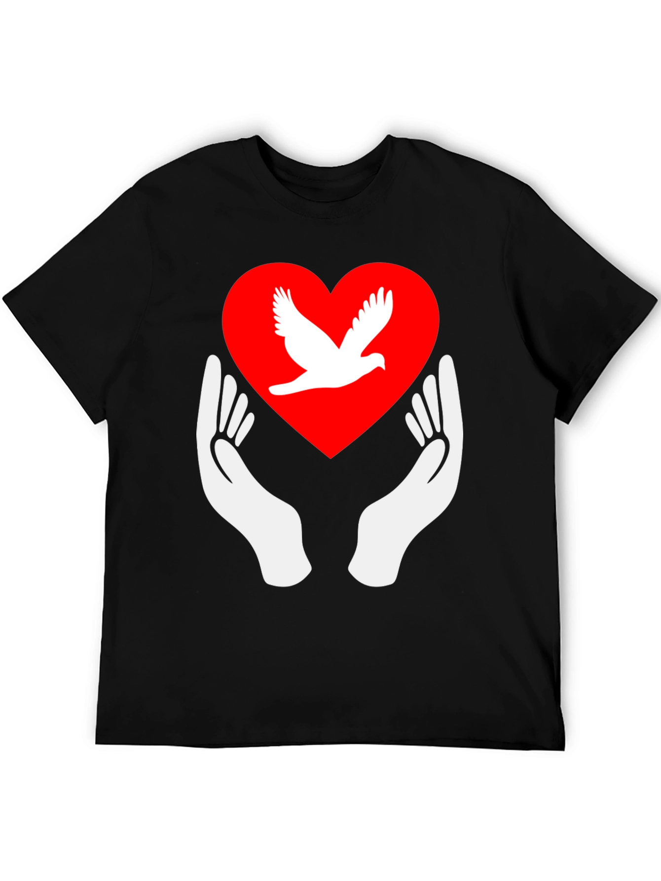 Black Dove Heart Graphic Tee - Peace Symbol Shirt view 5
