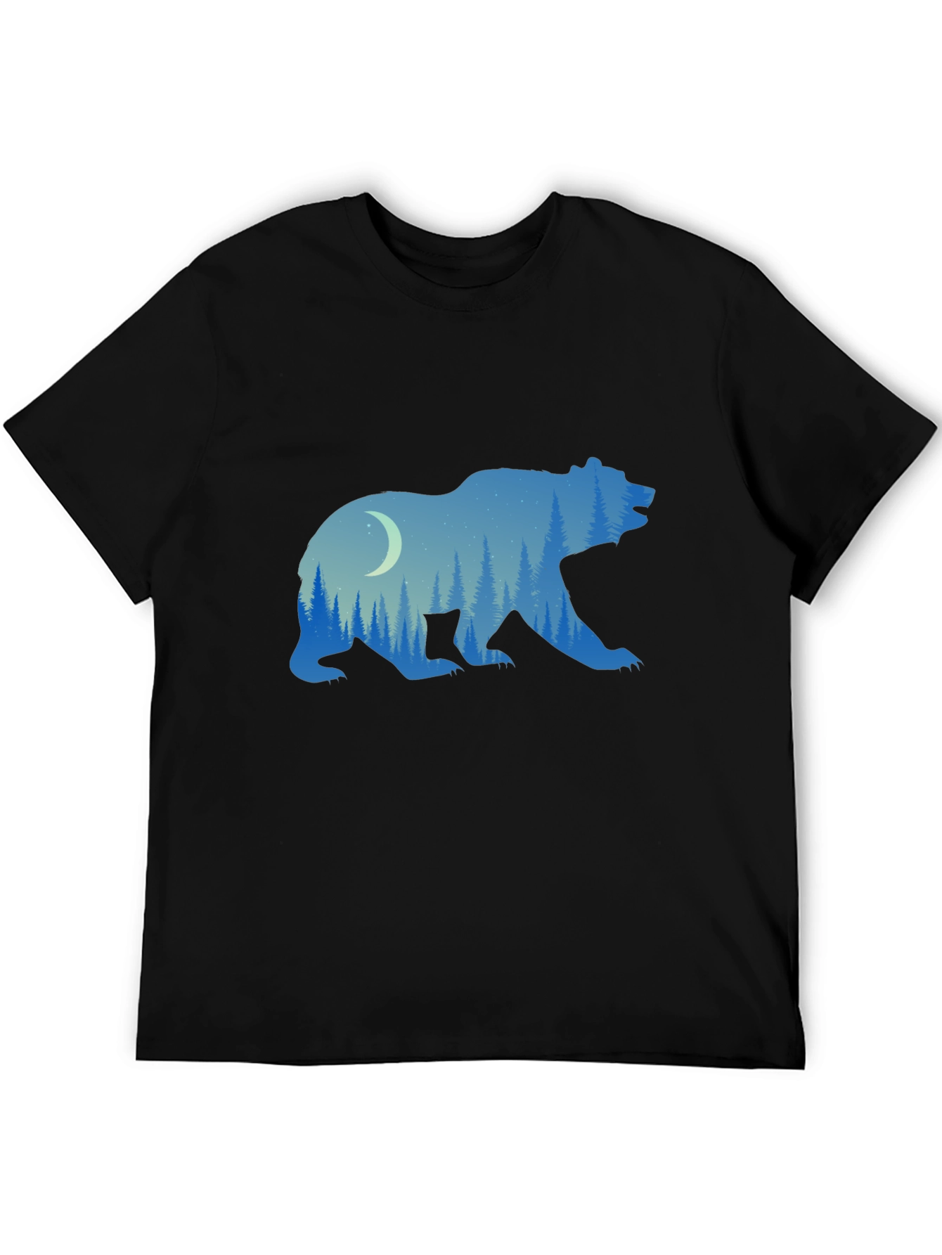 Black Nature Bear Graphic Tee - Black view 5