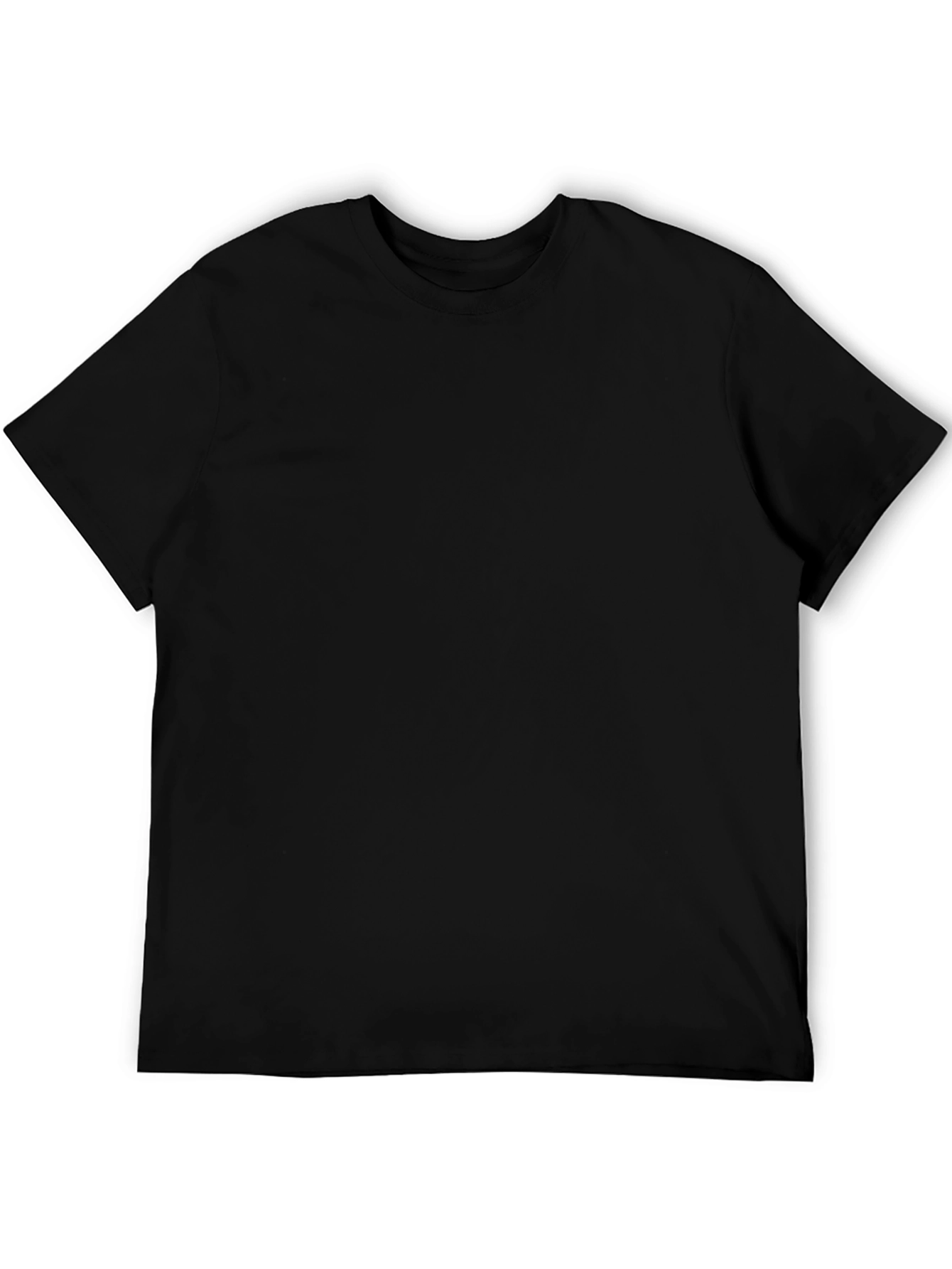 Black Men's Classic Black Crew Neck T-Shirt view 5