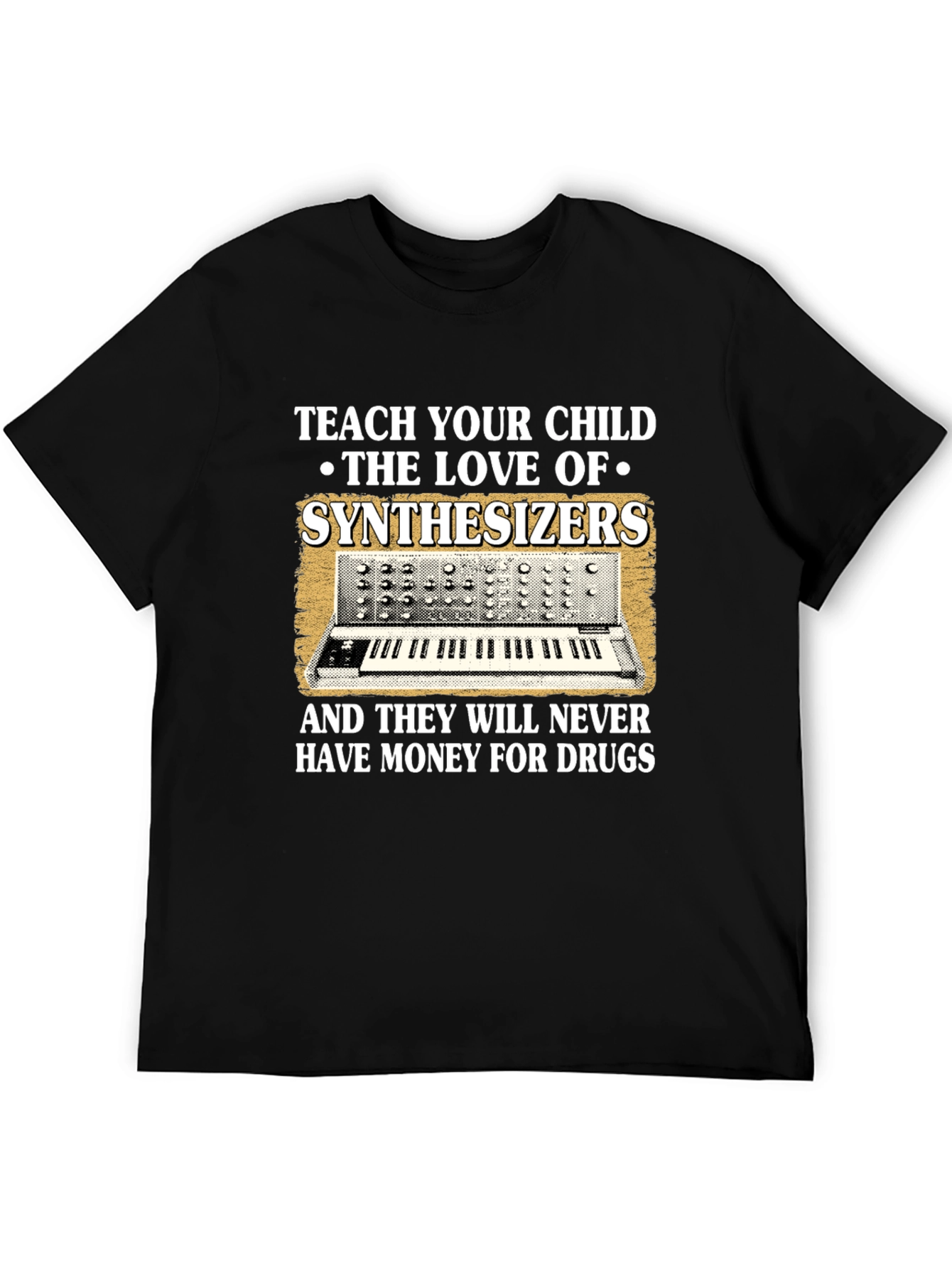 Black Teach Your Child Synthesizers Graphic Tee view 5