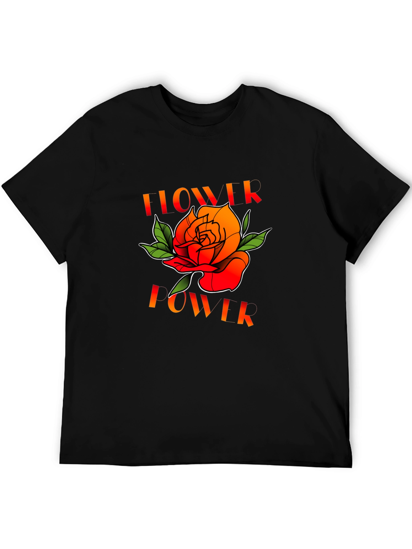 Black Flower Power Graphic Tee - Black Unisex T-Shirt view 5