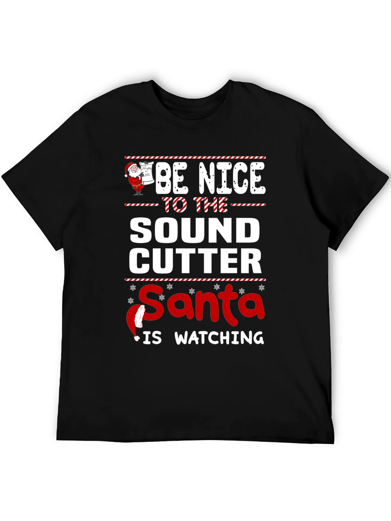 Black Funny Santa Sound Cutter T-Shirt view 5