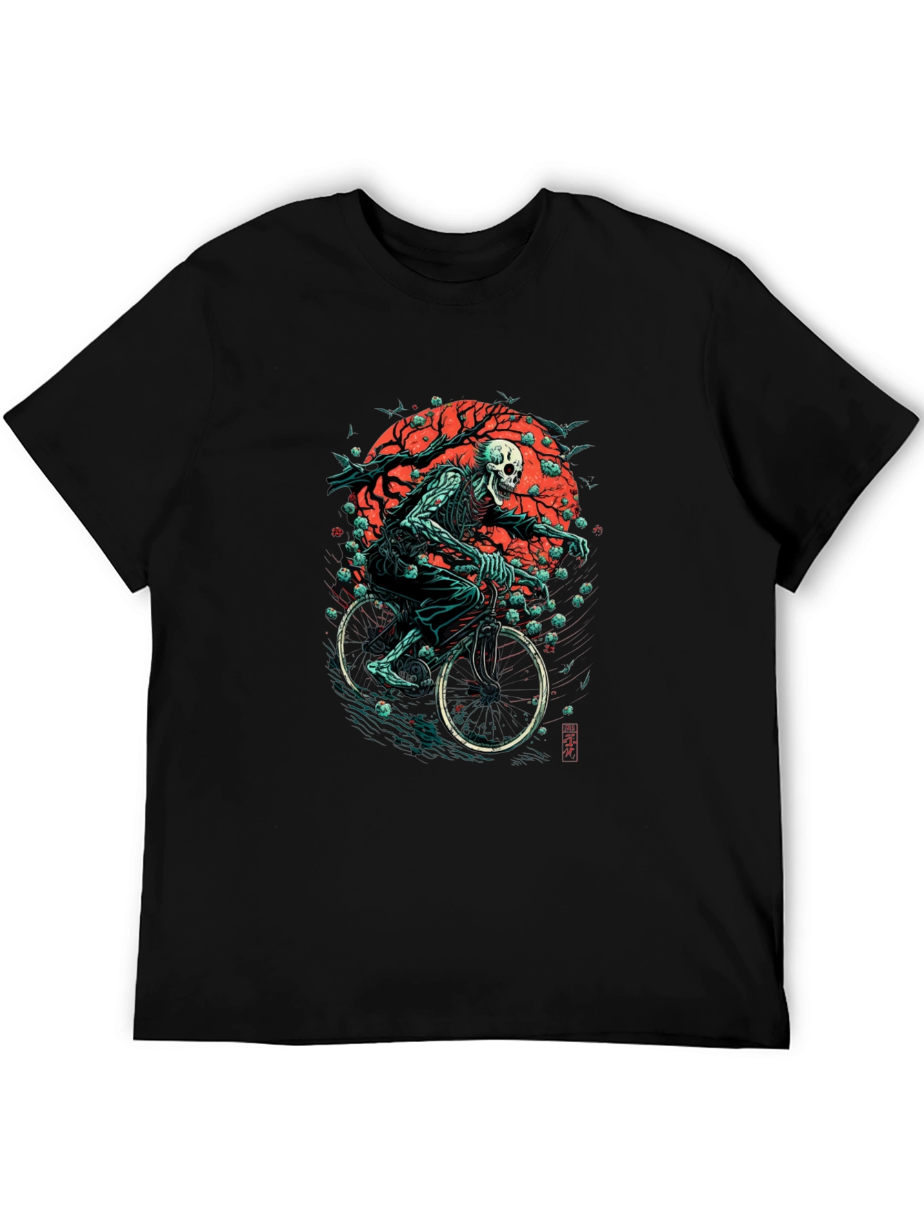 Black Skull Biker Graphic Tee - Black view 5