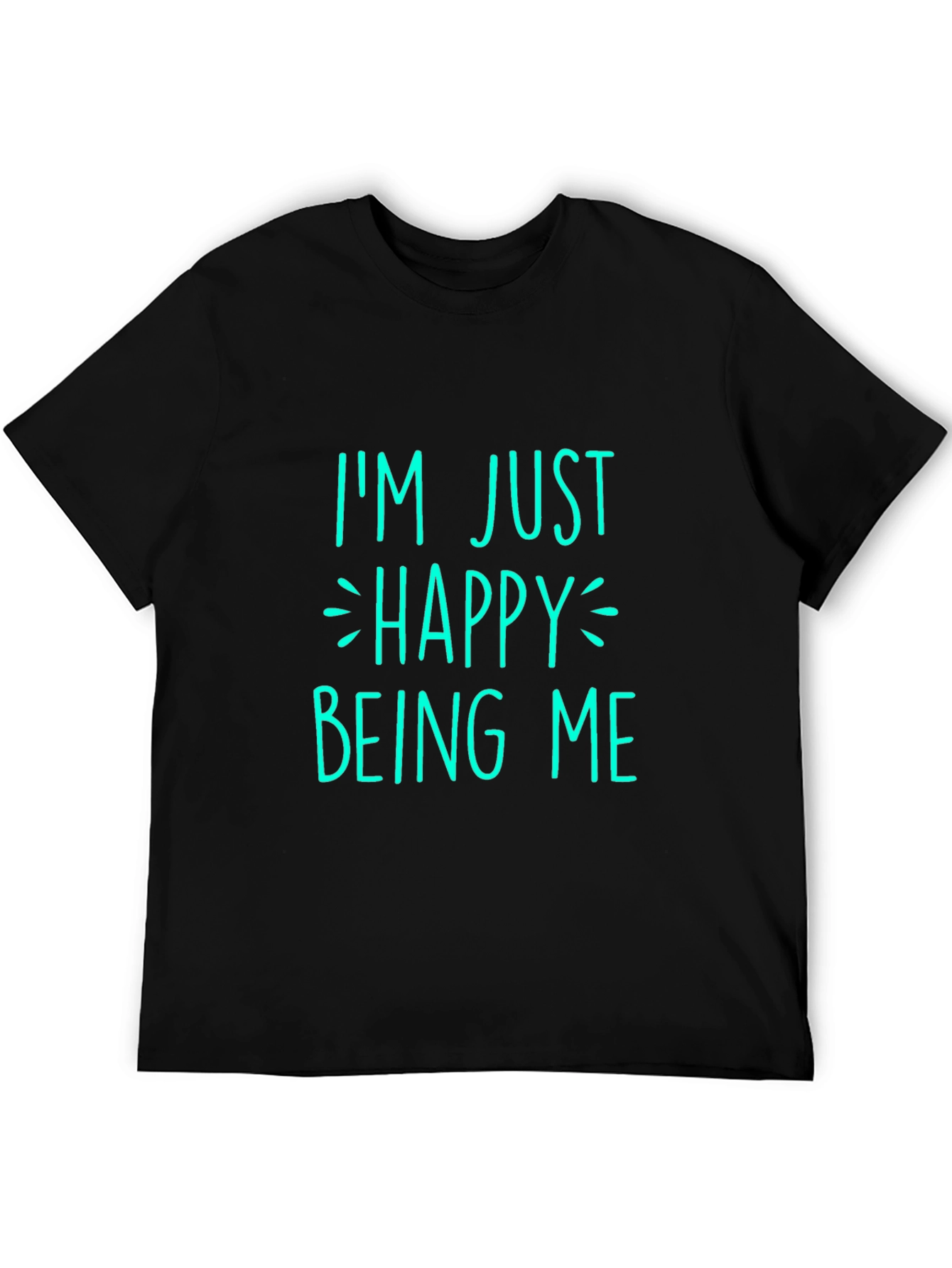 Black Happy Being Me Graphic Tee - Black Cotton T-Shirt view 5