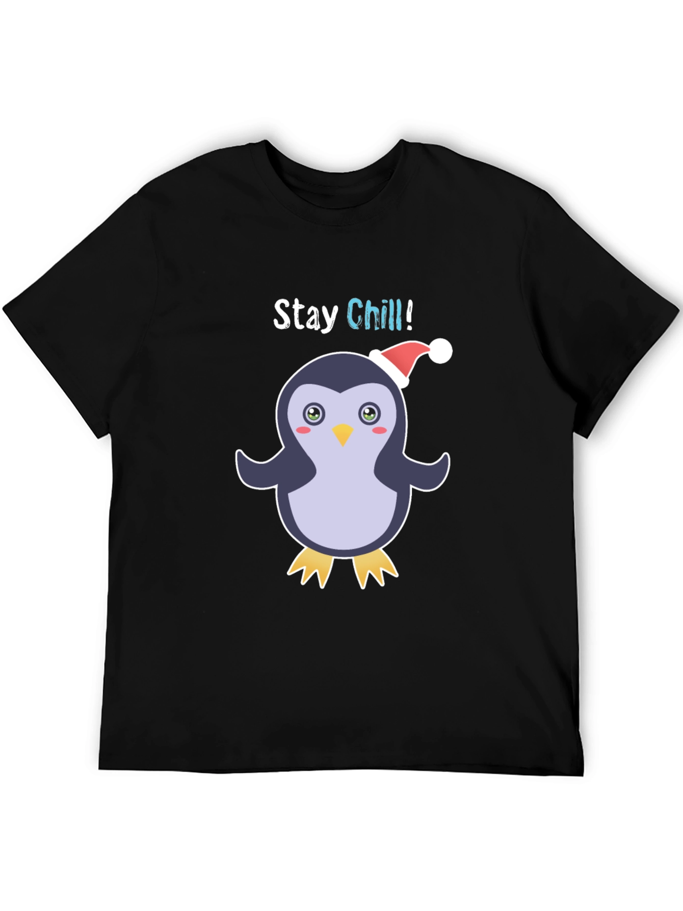 Black Stay Chill Penguin Holiday T-Shirt view 5