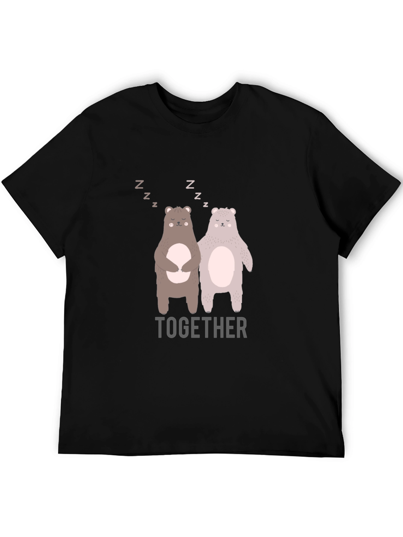Black Bear Together Graphic Tee - Black Cotton Blend view 5