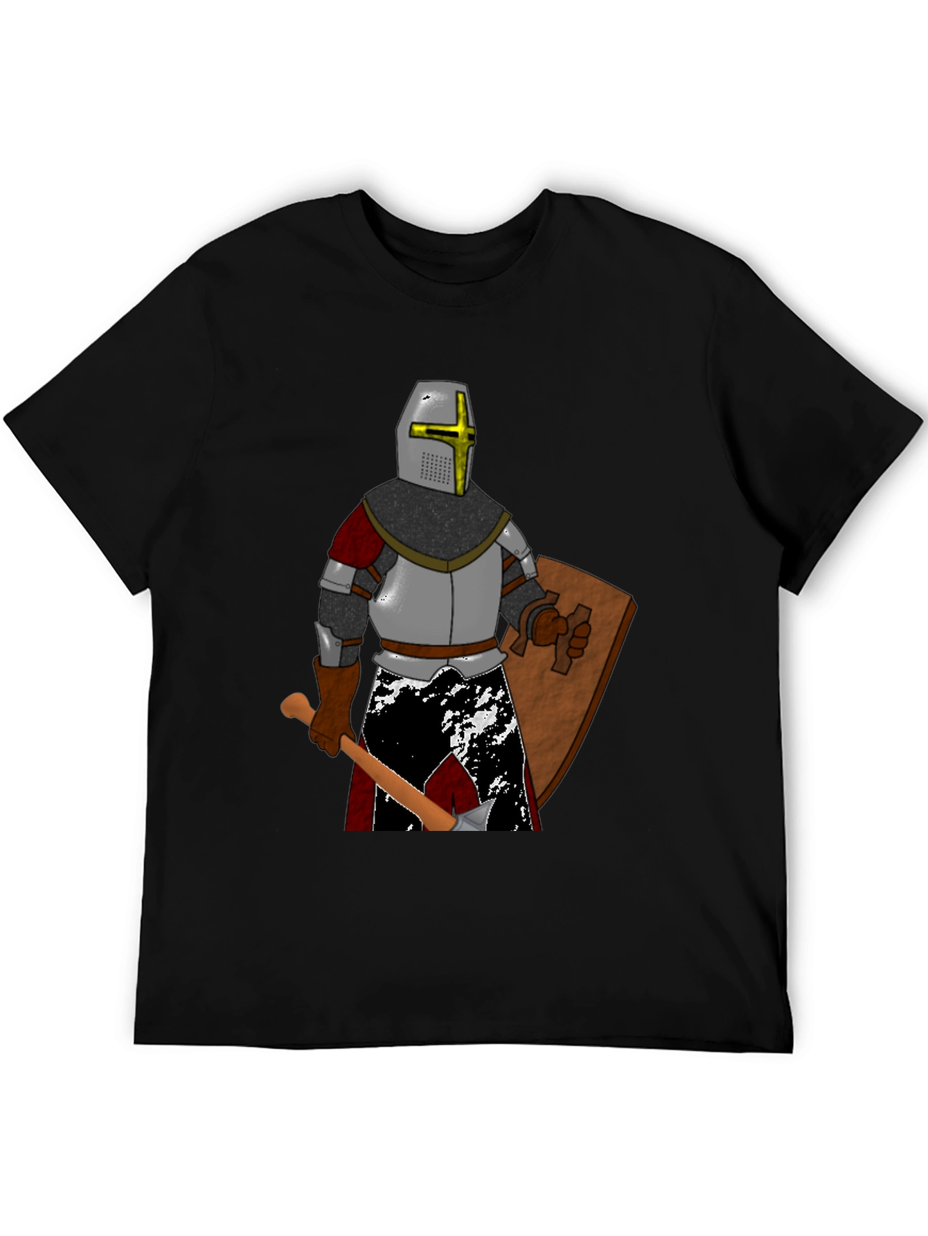 Black Crusader Knight Graphic T-Shirt view 5