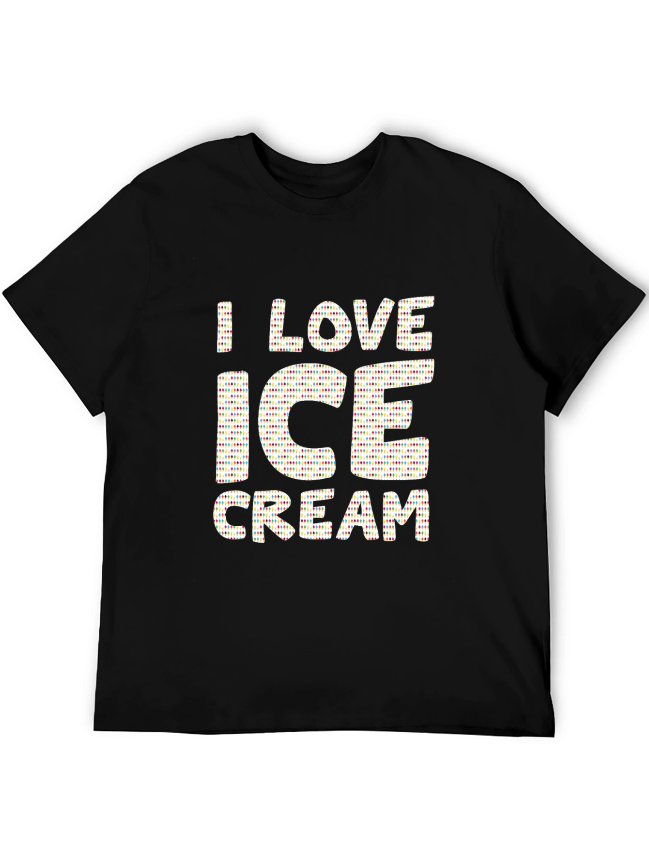 Black I Love Ice Cream Graphic Print Black T-Shirt view 5