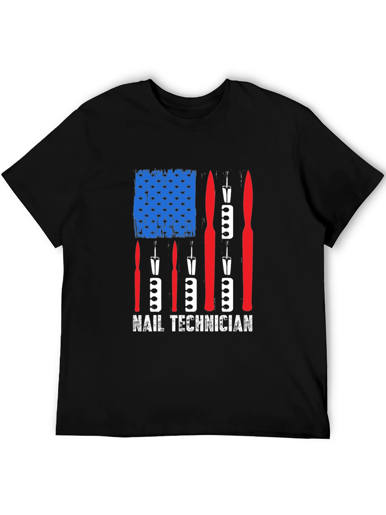 Black Nail Technician American Flag Graphic Tee view 5