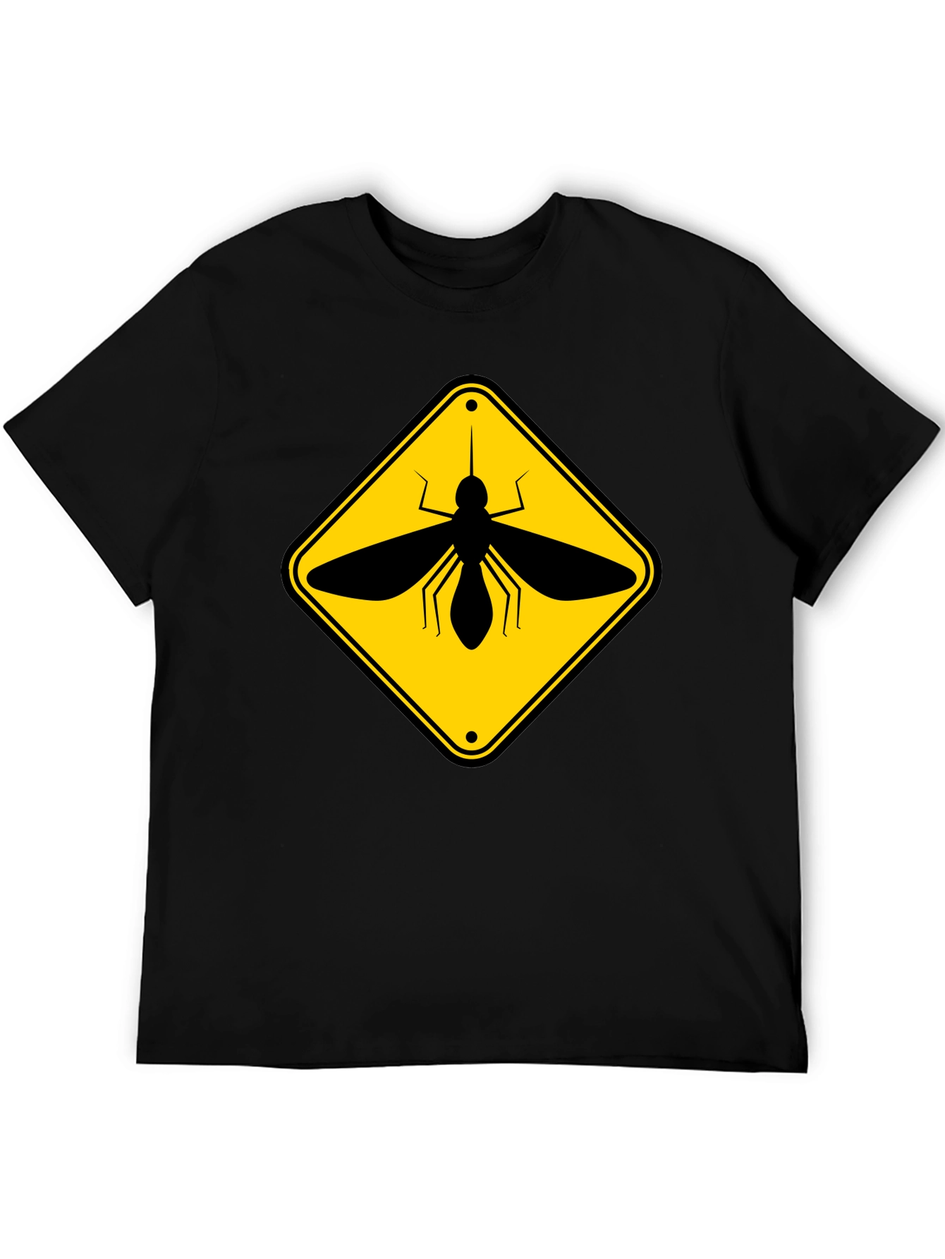 Black Mosquito Warning Sign Graphic T-Shirt view 5