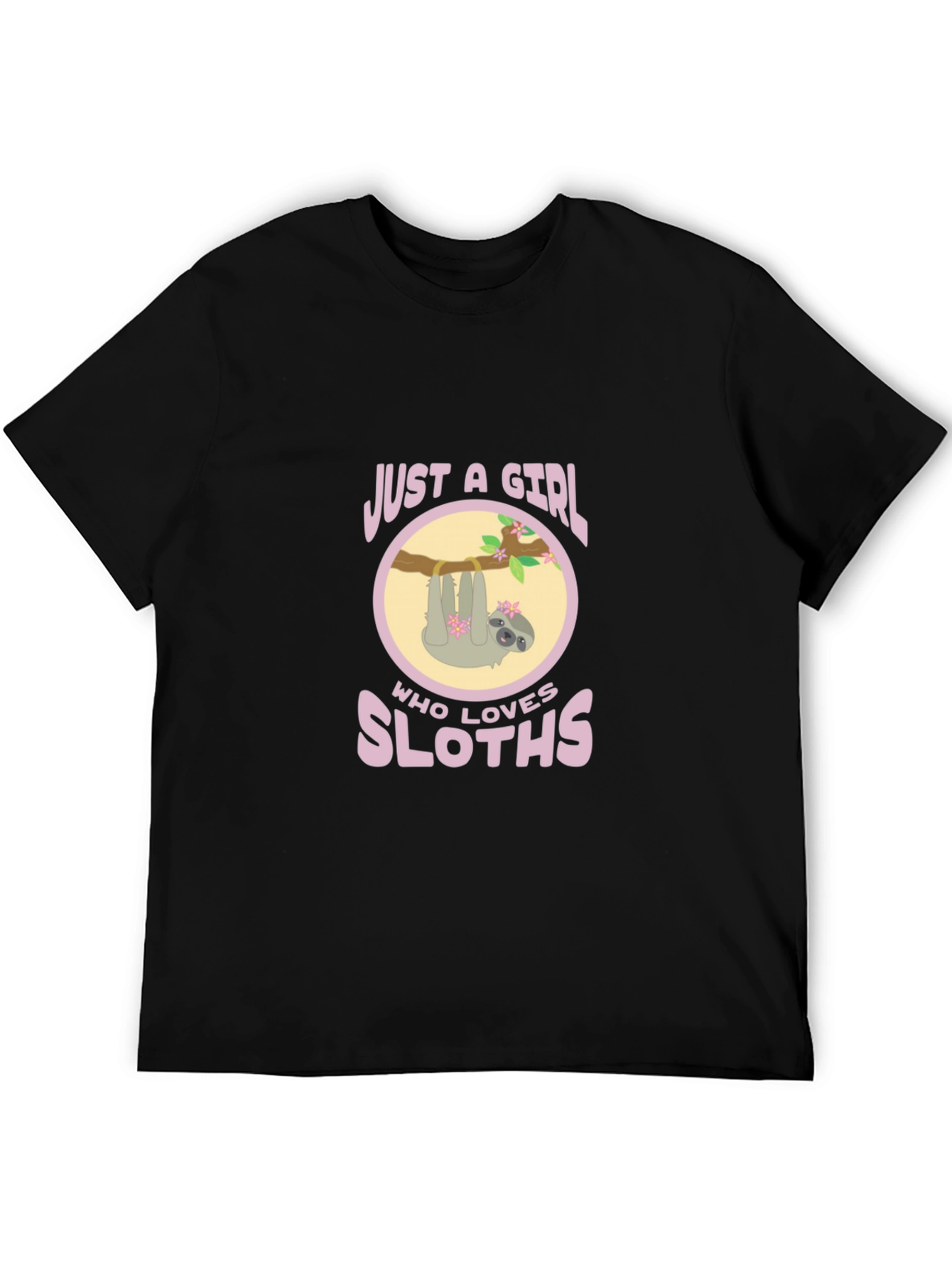 Black Girl Who Loves Sloths Black Tee view 5