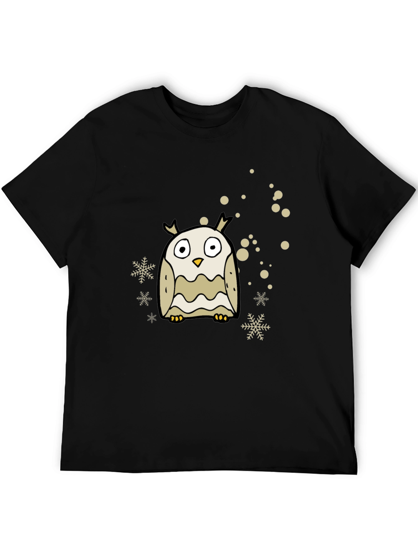 Black Cute Owl Graphic Tee - Black Cotton Blend view 5