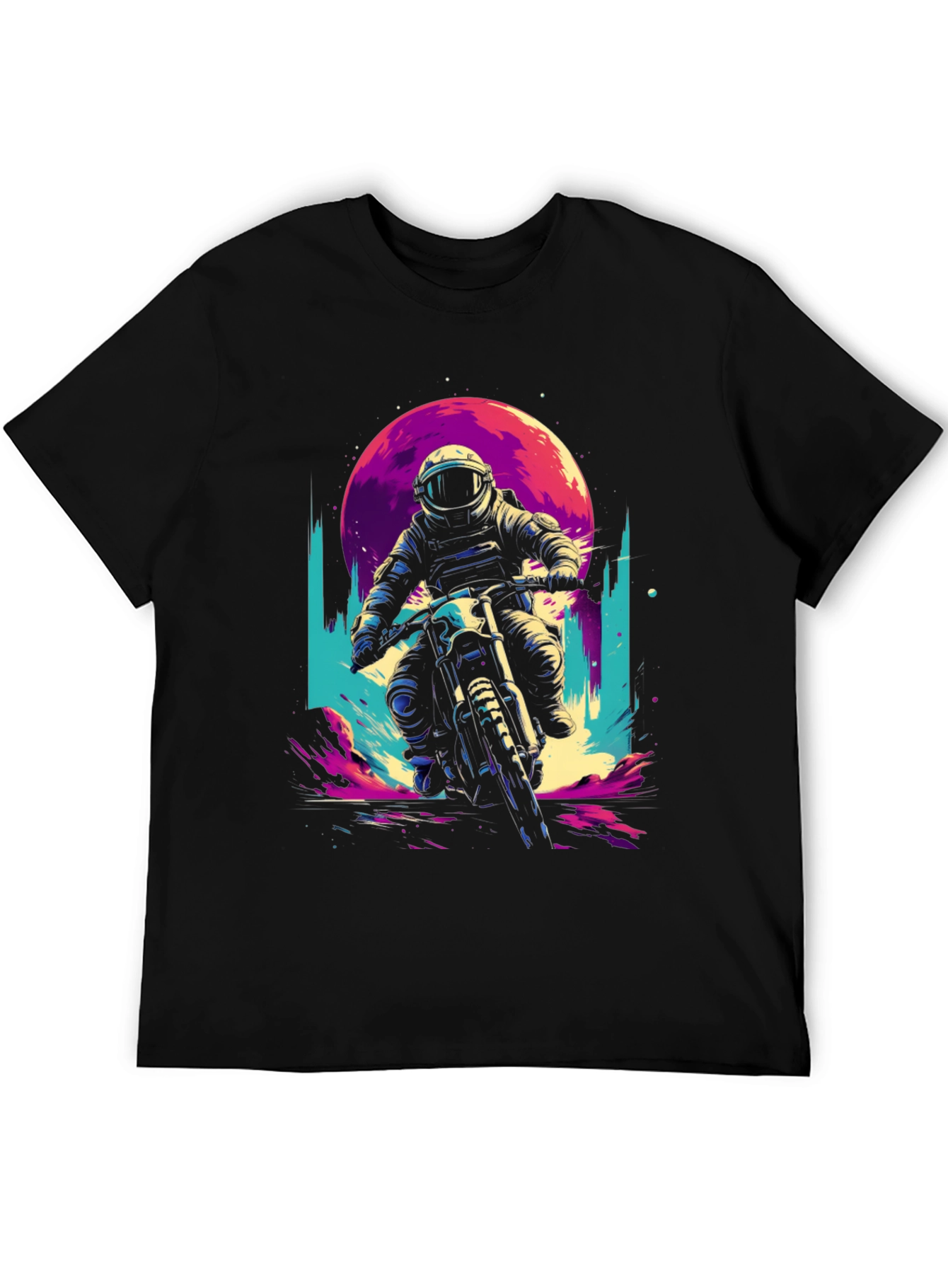 Black Retro Space Rider T-Shirt - Adventure Awaits! view 5