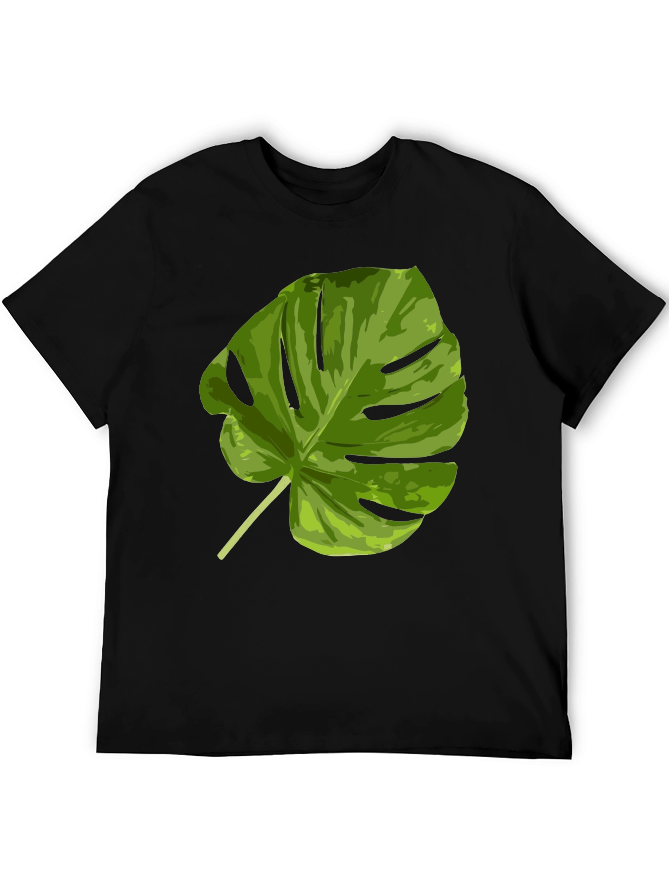Black Tropical Monstera Leaf Graphic T-Shirt view 5