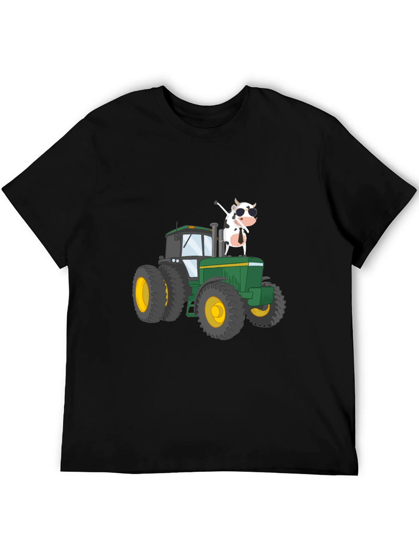 Black Cow on Tractor Graphic Tee - Black view 5