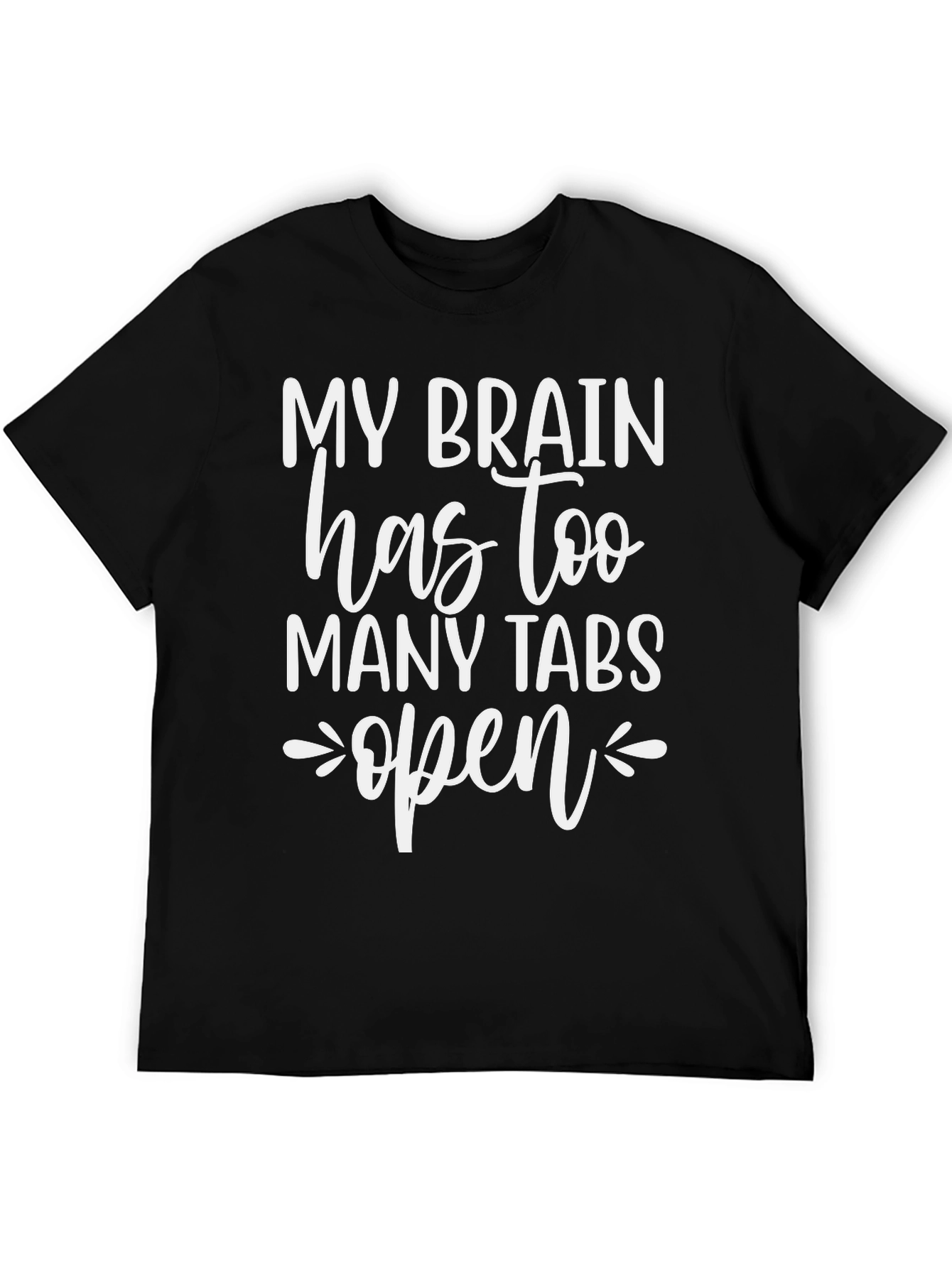 Black Funny Brain Tabs T-Shirt - Humor Tee view 5